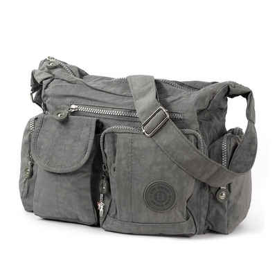 BAG STREET Schultertasche »OTJ205K Bag Street Damenhandtasche Schultertasche«, Schultertasche Nylon, grau ca. 32cm x ca. 20cm