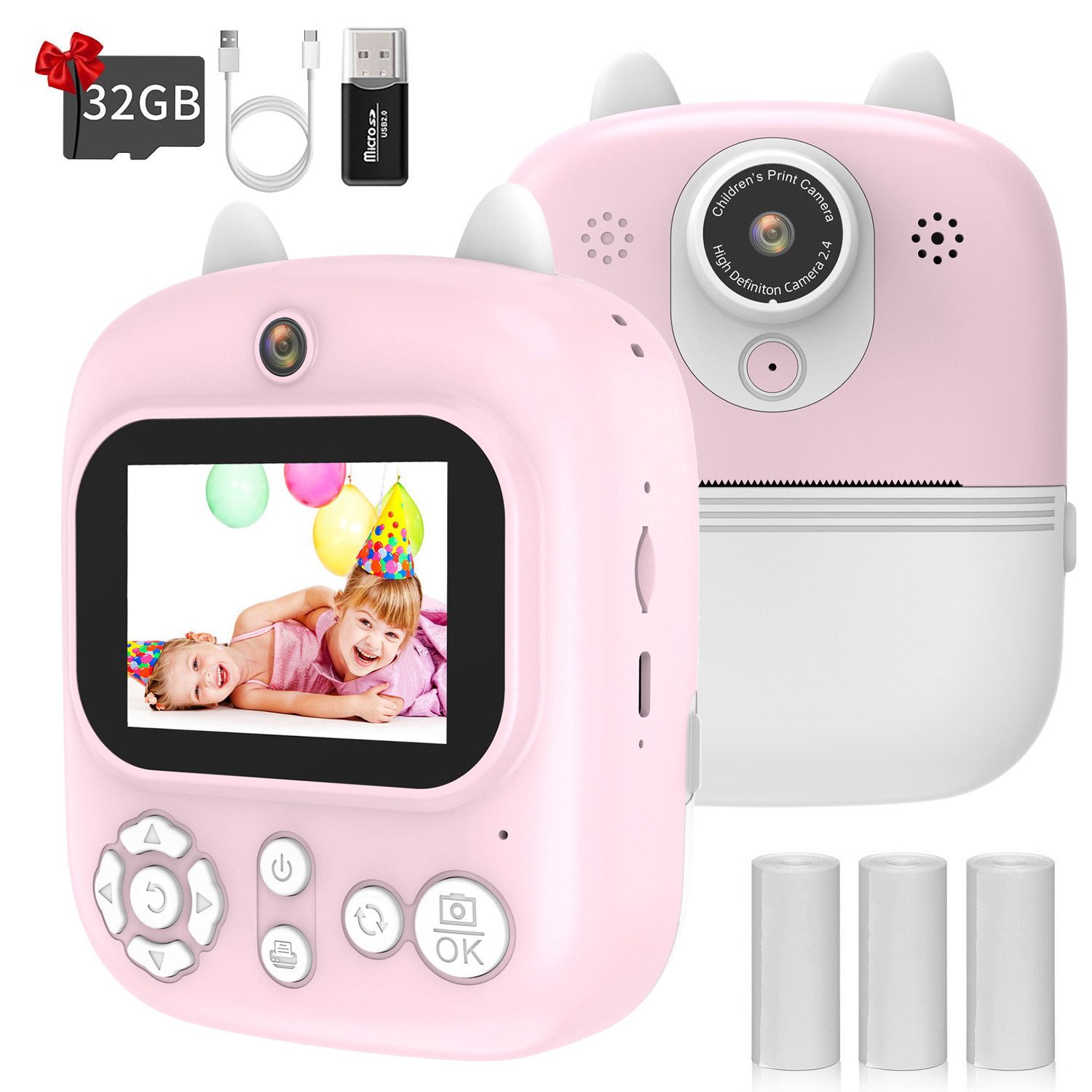 Kinderkamera, Sofortbildkamera Kinder 1080P Fotokamera Sofortbildkamera