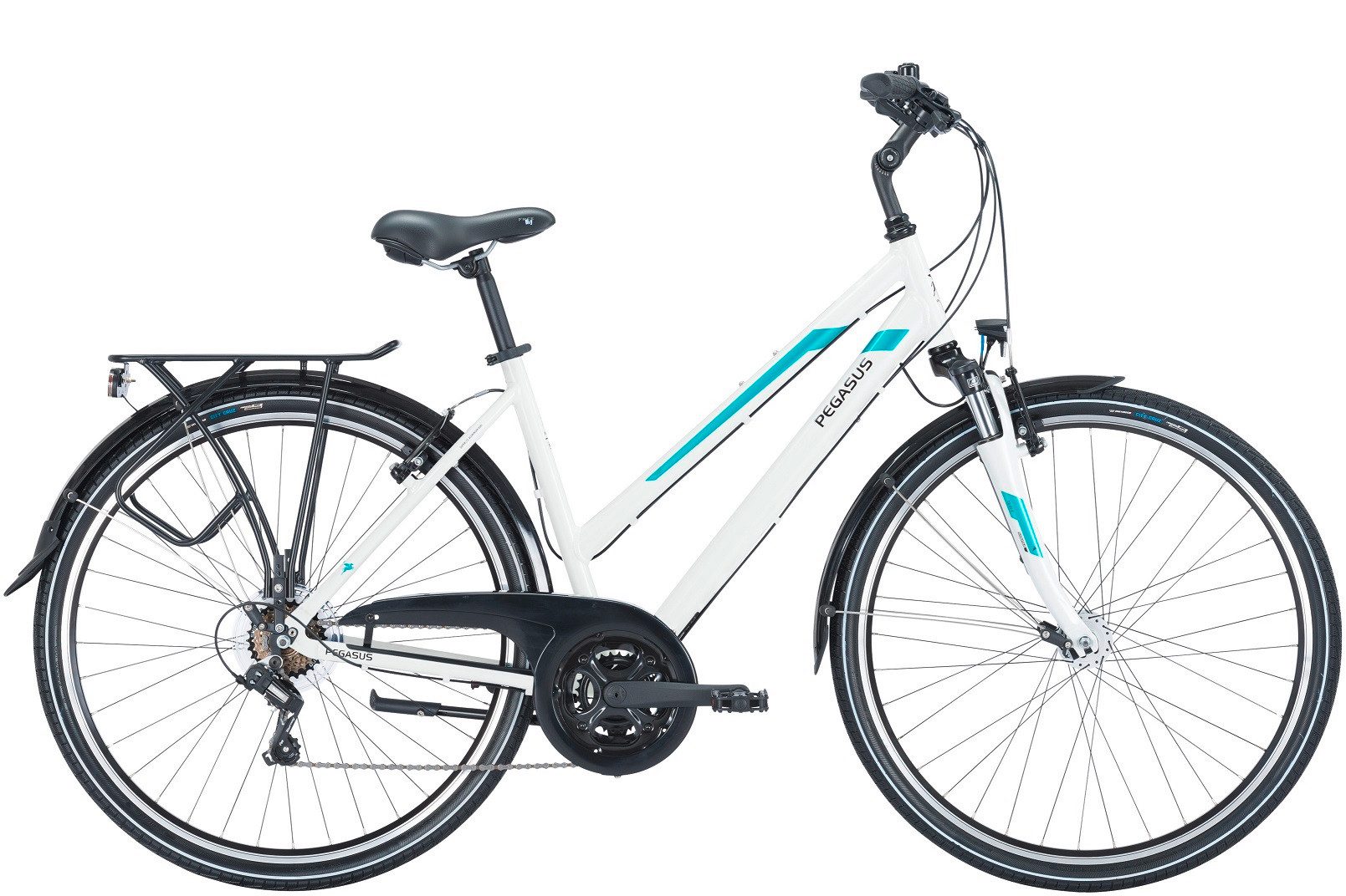 Pegasus Trekkingrad Pegasus Piazza 21 Damen Trapez weiß 2025, 21 Gang SHIMANO Tourney RD-TY200, Kettenschaltung