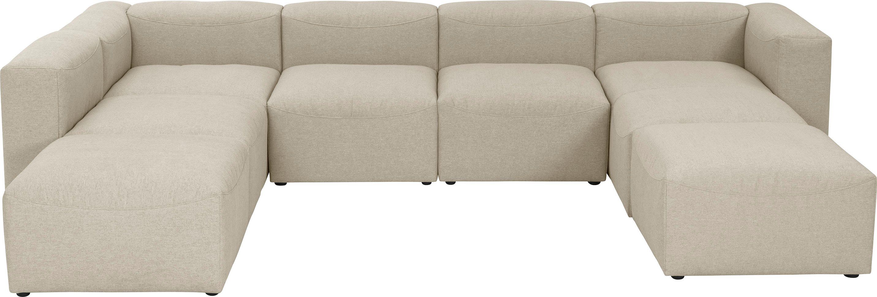 individuell Lena, Sitz-Elementen, Spar-Set creme Sofa-Set 01 Wohnlandschaft 7 7 aus Max Winzer® kombinierbar Teile,