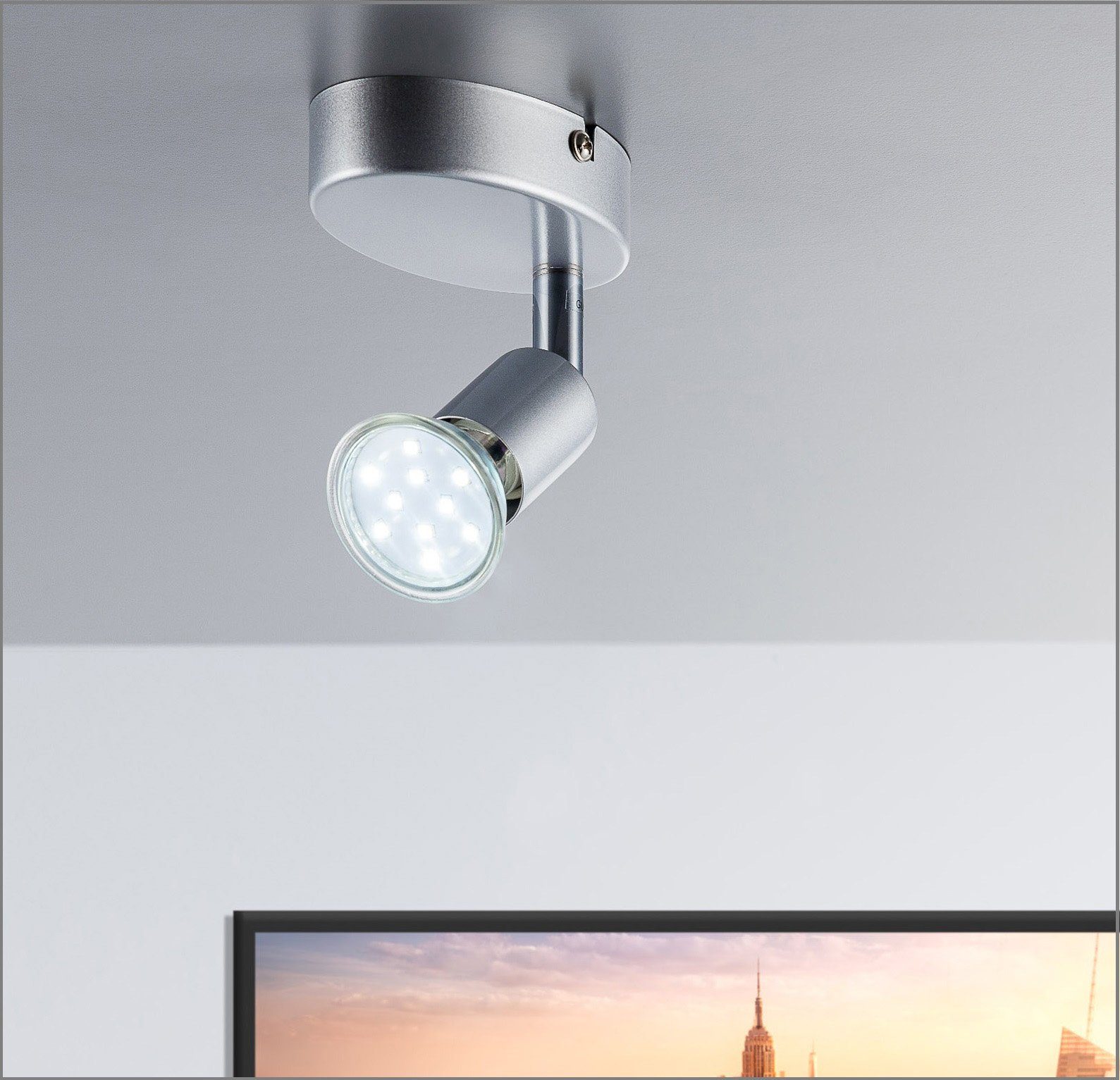 Wohnzimmer LED wechselbar, Deckenleuchte, LED LED Leuchte GU10 B.K.Licht Deckenlampe schwenkbar Decken-Spot Warmweiß, Metall