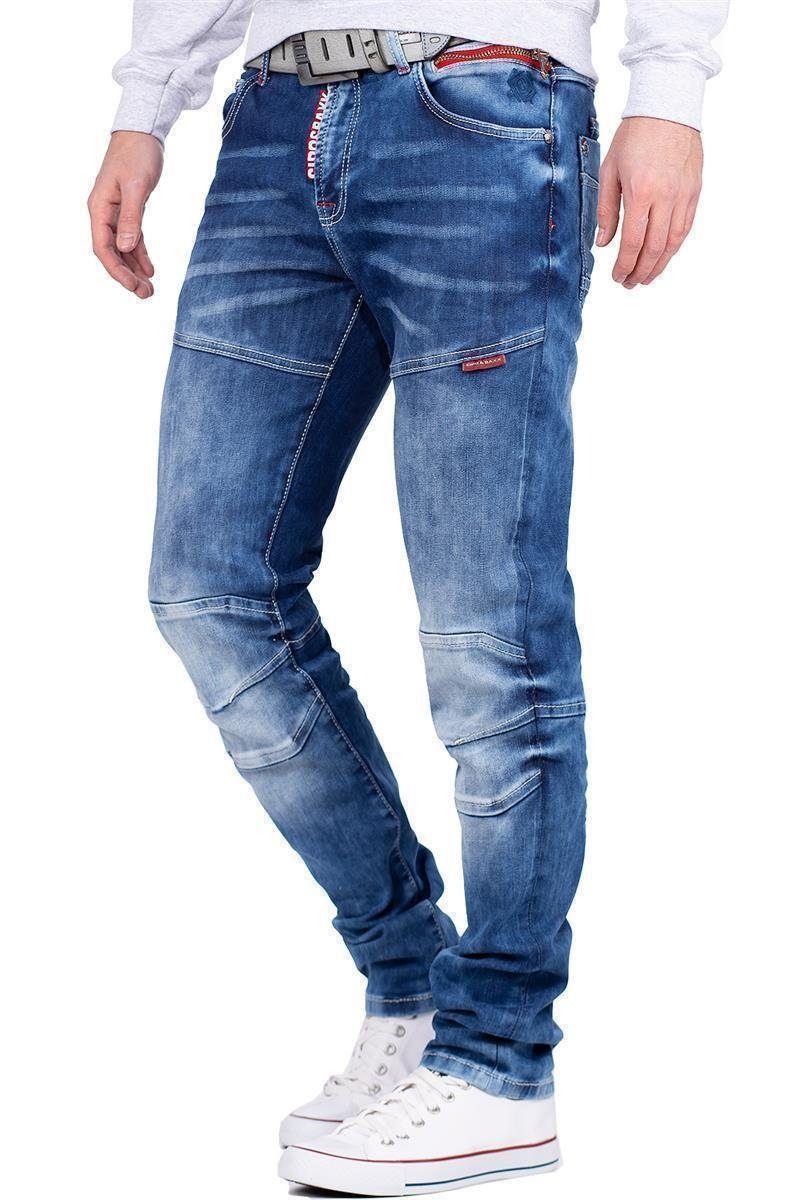 stylischen Akzenten & Cipo Hose Baxx roten mit Denim BA-CD698 Slim-fit-Jeans