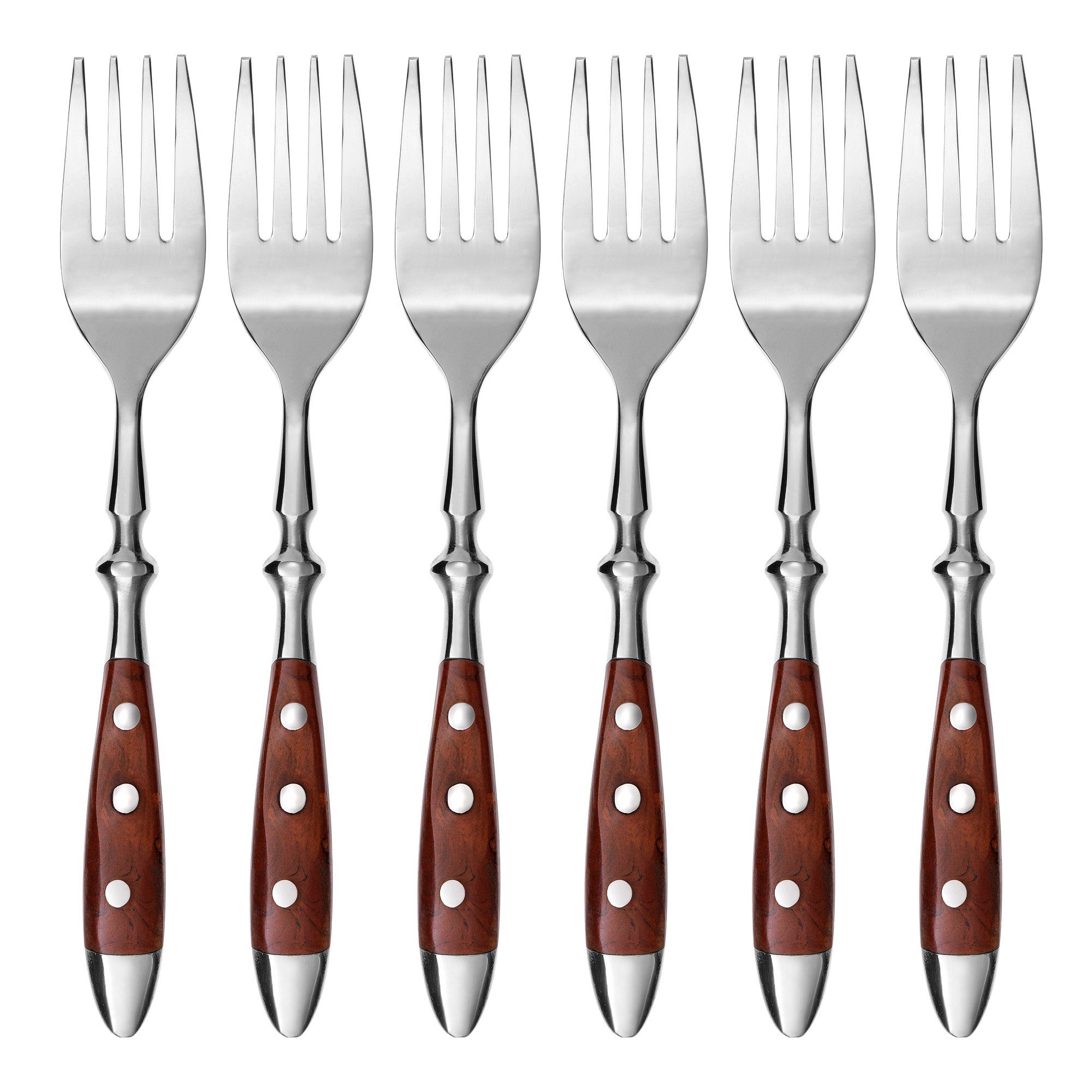 GRÄWE Kuchengabel GRÄWE Dessertgabel, Serie Nürnberg, 6er Set, braune Griffe