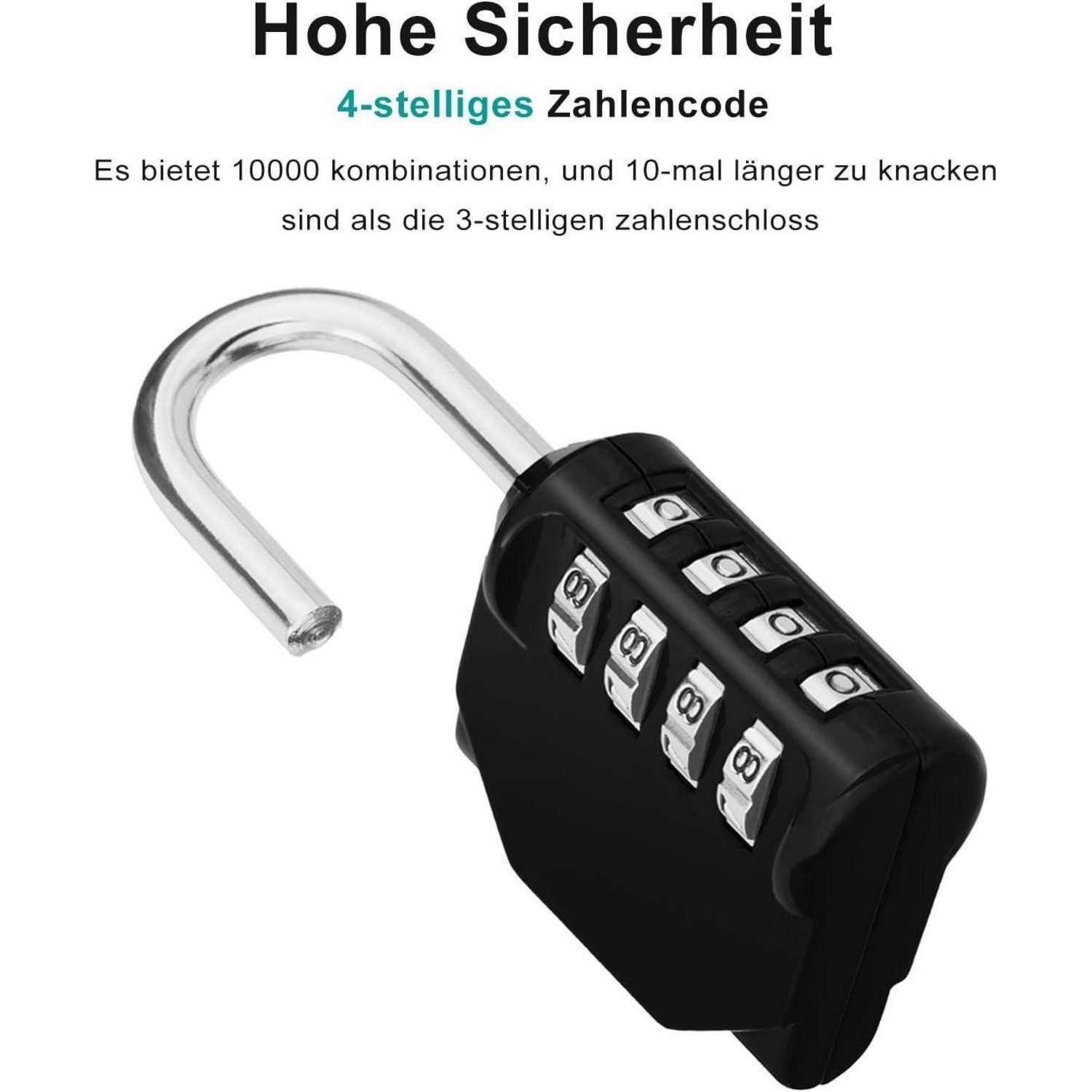 LuxusKollektion Zahlenbügelschloss Vorhängeschloss Zahlencode 4 Stellig 2P 2 Stücke Rosa und Violett