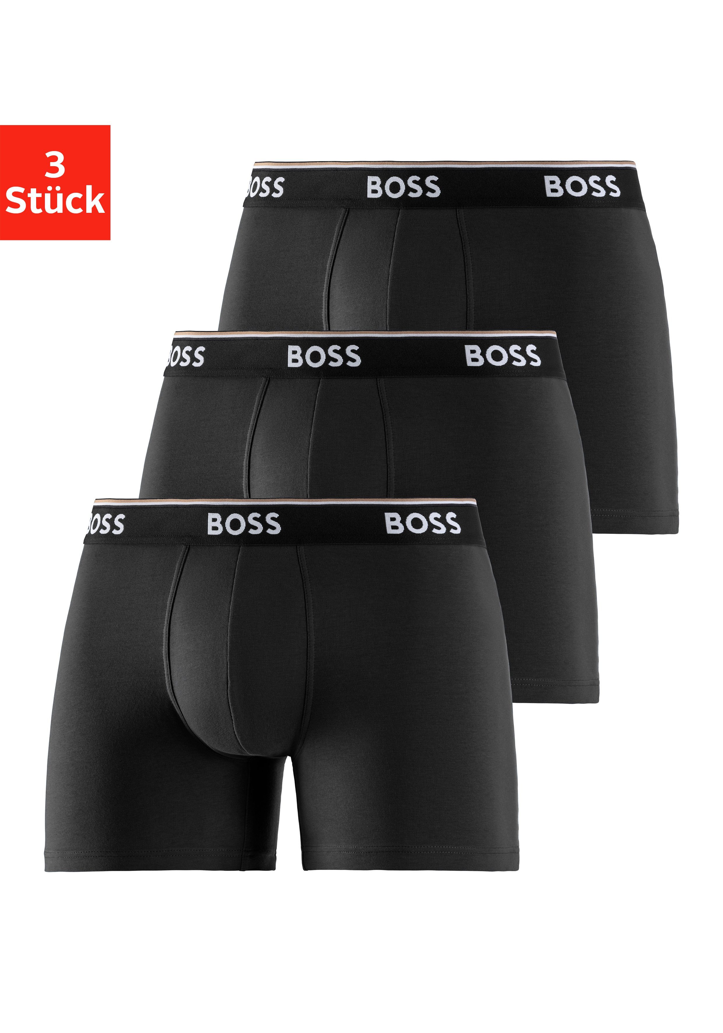 BOSS Langer Boxer Boxer Brief 3P (Packung, 3er-Pack) mit farblich passendem Webbund