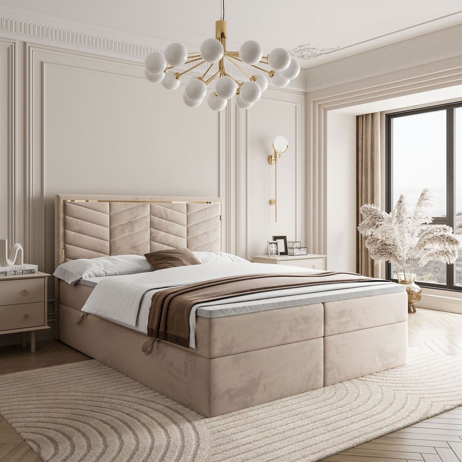 Boxspringbett AURORA mit Bettkasten und Topper