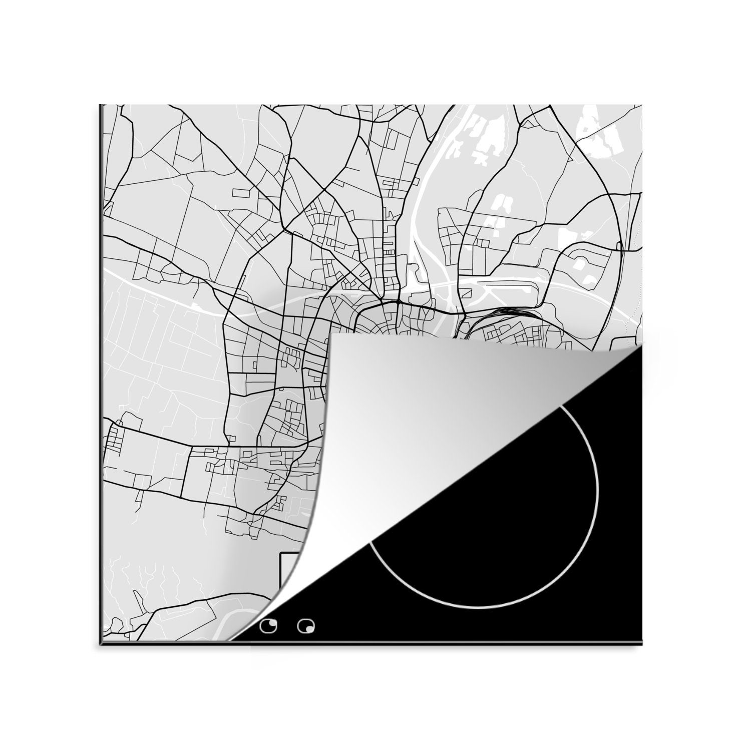 MuchoWow Herdblende-/Abdeckplatte Minden tlg), (1 - küche 78x78 Deutschland Karte cm, - Karte, - - Stadtplan Vinyl, Arbeitsplatte Ceranfeldabdeckung, für