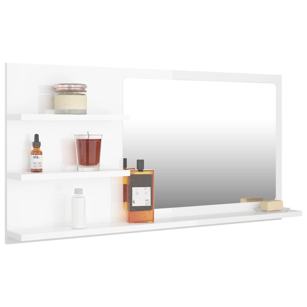 Badspiegel vidaXL Holzwerkstoff Hochglanz-Weiß 90x10,5x45 Badezimmerspiegelschrank (1-St) cm