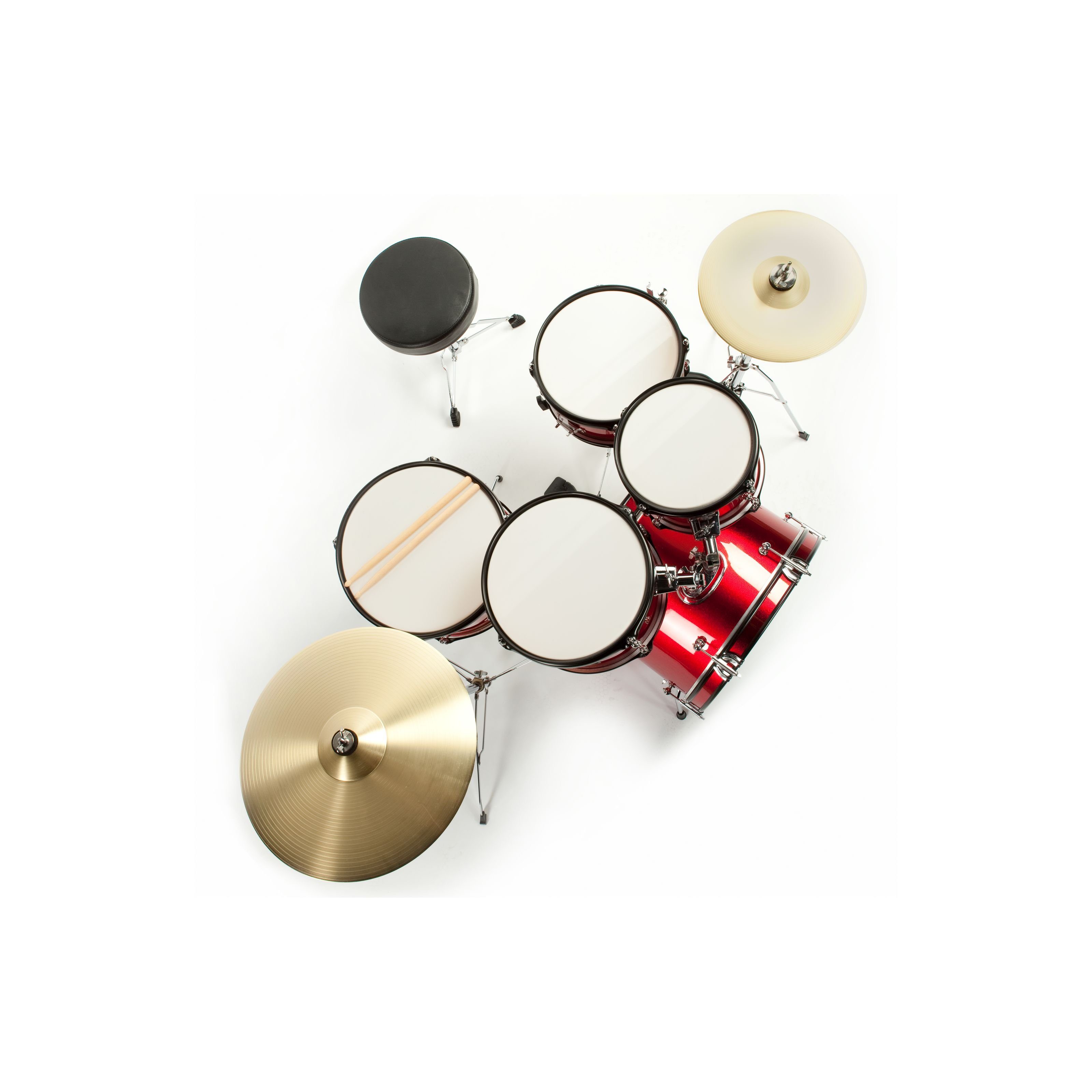 FAME Schlagzeug,Kiddyset 5 PC Junior Drumset Red Kinderschlagzeug mit Bass Drum Toms Snare Hardware und Hocker von 3 -10 Jahren mit Zubehör und Drumsticks, Schlagzeuge, Drum-Sets, Kinderschlagzeug, Junior Drumset, Kiddyset