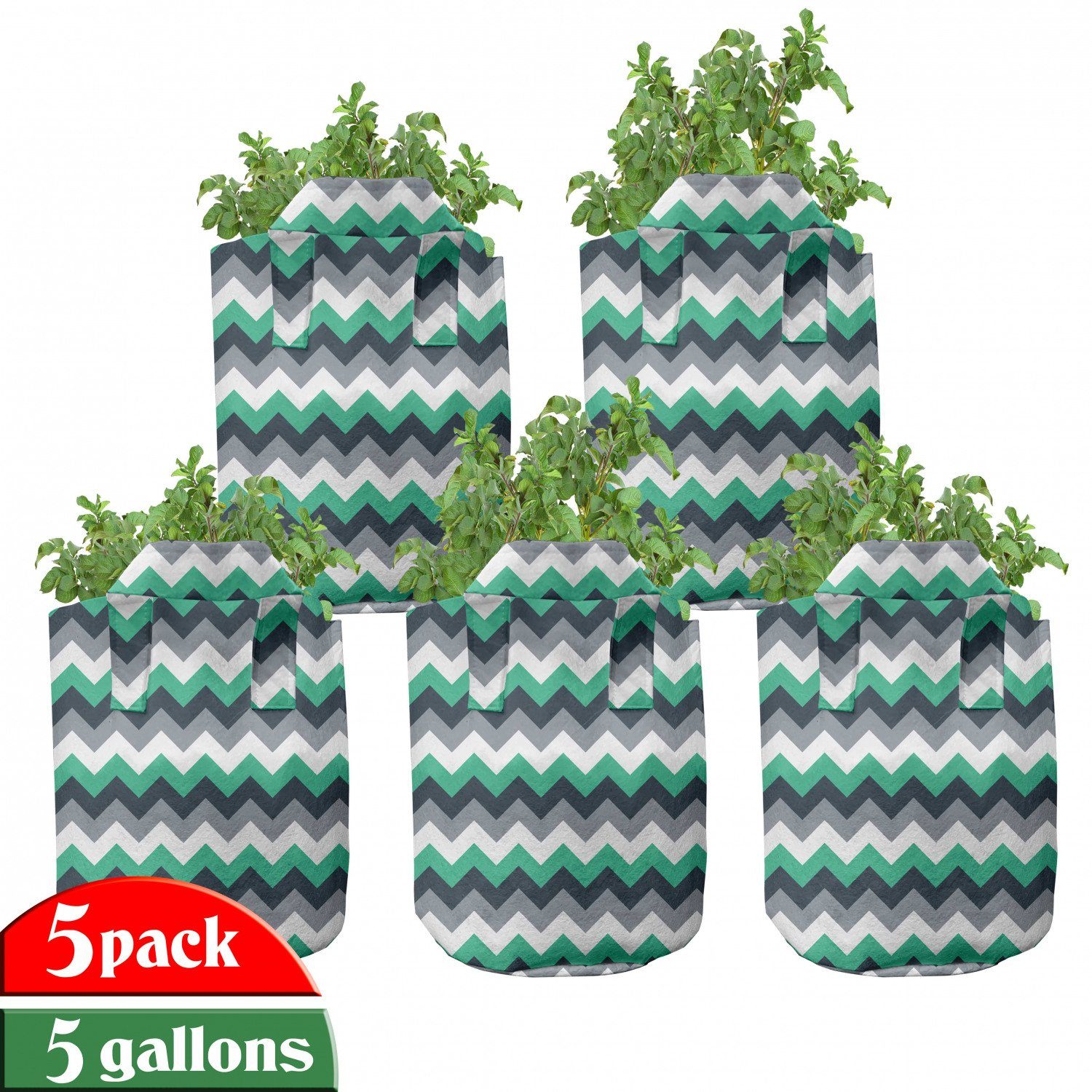 Abakuhaus Pflanzkübel hochleistungsfähig Stofftöpfe mit Griffen für Pflanzen, Winkel Symmetrische Pfeile Streifen