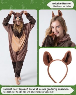 Corimori Partyanzug Flauschiges Wildschwein-Kostüm für Erwachsene mit Haarreif,  Karneval, Waldtiere