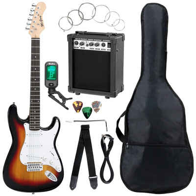 McGrey E-Gitarre Rockit elektrische Gitarre, ST-Style, Komplettset 4/4, 8-St., inkl. Verstärker, Tasche, Stimmgerät, Plektren, Gurt und Kabel, 10 Watt (RMS) Gitarrenverstärker inklusive!