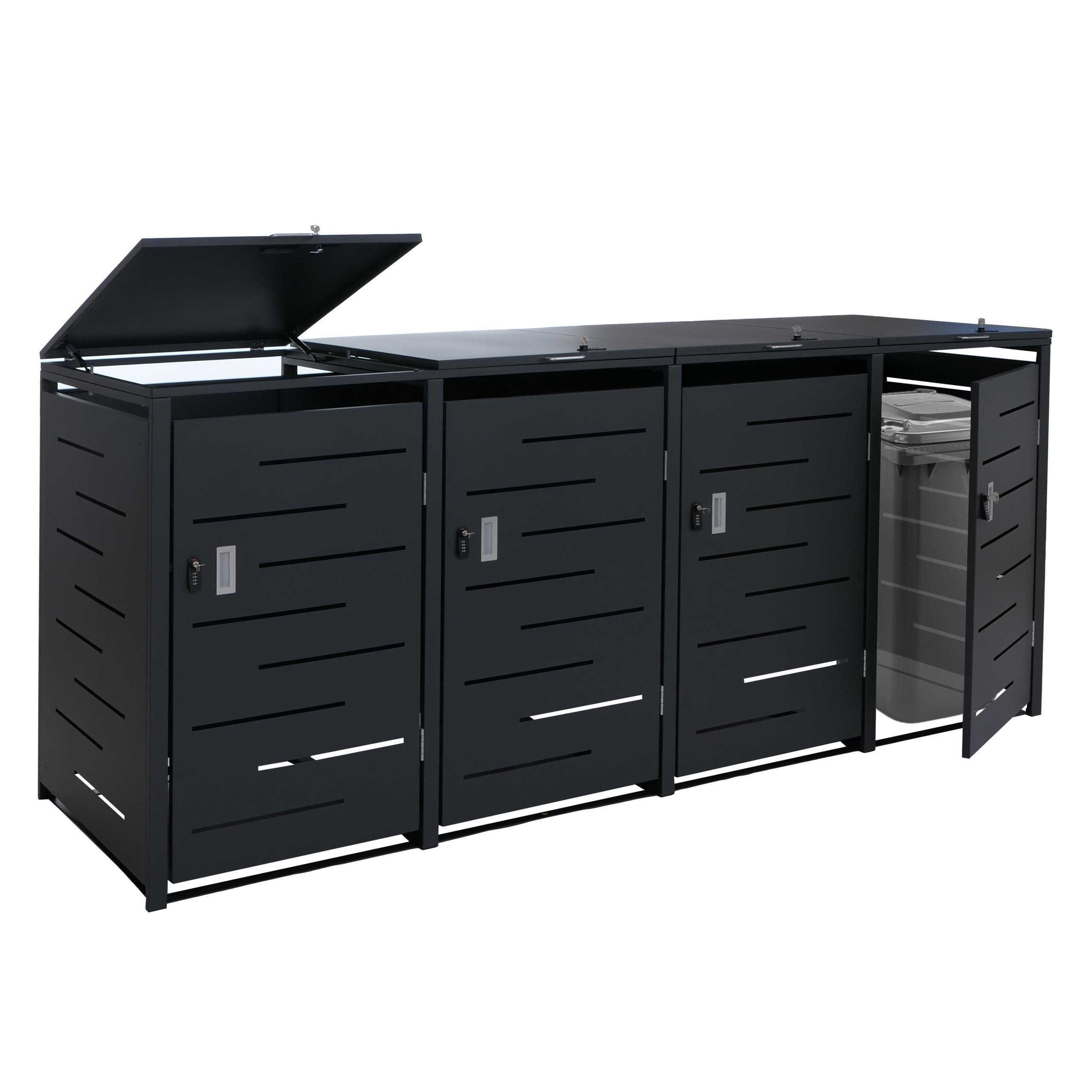 MCW Mülltonnenbox MCW-E83b, Deckel mit Gasdruckfeder