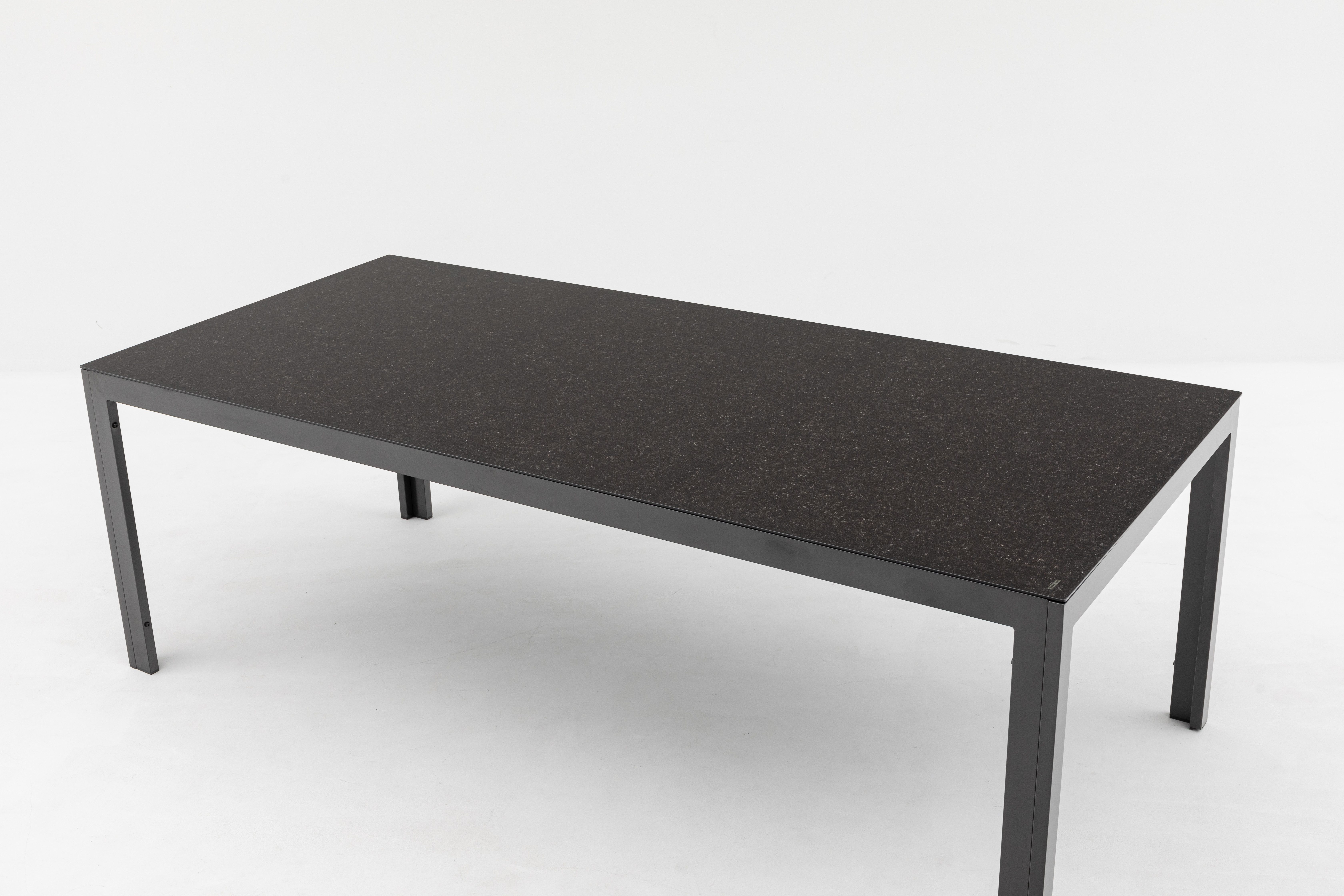 MANDALIKA Garden Gartentisch Dining Tisch Luna 220x100x74 cm mit Dekorglas in Steinoptik