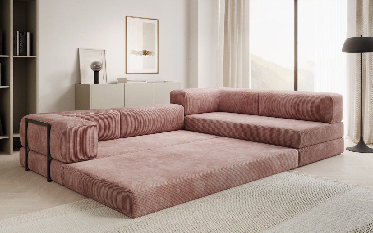 Luxusbetten24 Sofa Designer Sofa Lazy L, mit Aufklappfunktion und Cordbezug günstig online kaufen