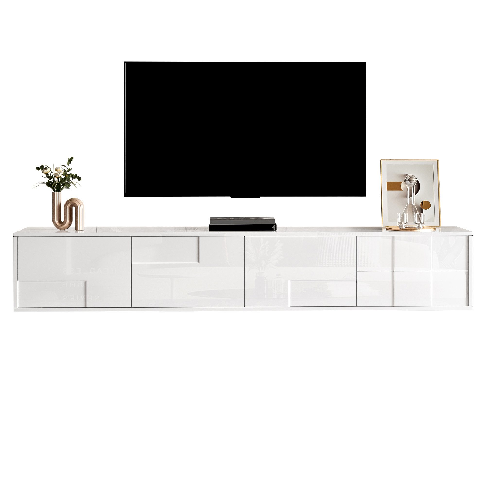 Fine Life Pro TV-Schrank Lowboard / TV‑Schrank / TV‑Lowboard mit 3 Türen & 2 Schubladen, viel Stauraum für Wohnzimmer