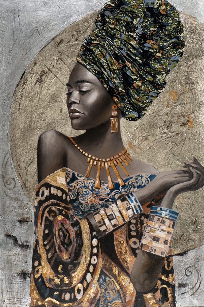 ArtUniverse Gemälde Leinwandbild Geschmückte Schönheit mit Turban 100 x 150 cm, Menschenmotiv