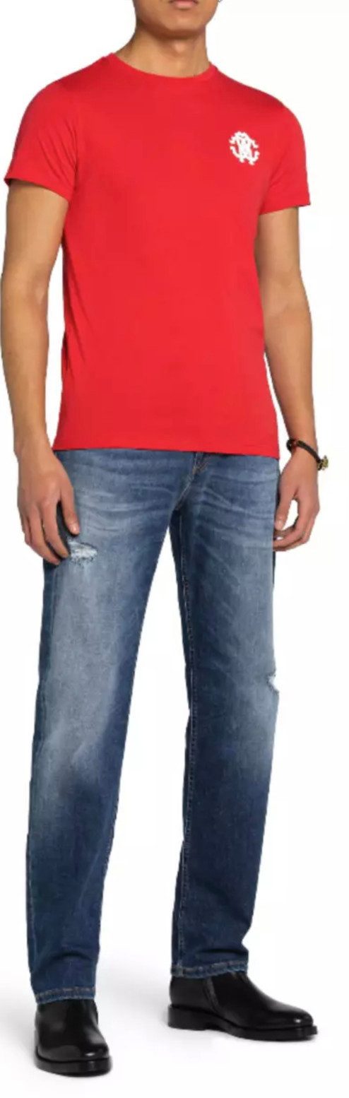 roberto cavalli T-Shirt Firenze Tiger Logo Print Slim Fit RC-Monogramm und Tiger-Print auf der Brust