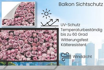 MuchoWow Balkonsichtschutz Blumen - Rosen - Natur - Rosa - Botanisch (1-St) Balkonbanner, Sichtschutz für den Balkon, Robustes und wetterfest
