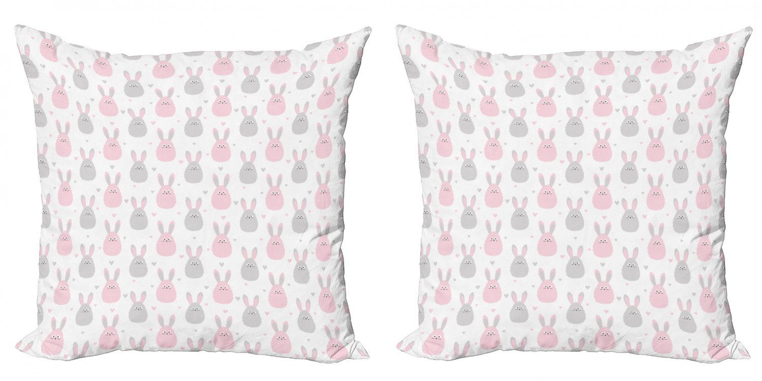 Digitaldruck, Hase Stück), Baby-Kaninchen-Karikatur Doppelseitiger Fluffy Accent Modern Abakuhaus (2 Kissenbezüge