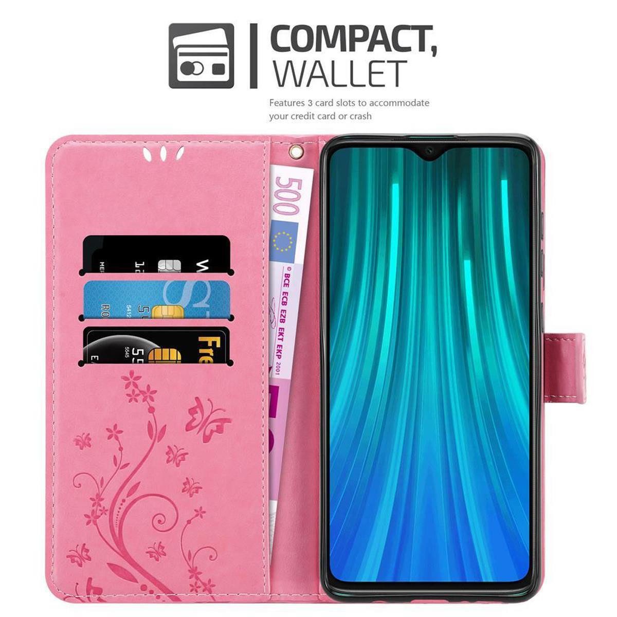 Cadorabo Handyhülle für Xiaomi RedMi NOTE 8 PRO Hülle Xiaomi RedMi NOTE 8 PRO, Hülle Schutzhülle Blumen Flower mit Standfunktion Kartenfach Magnet