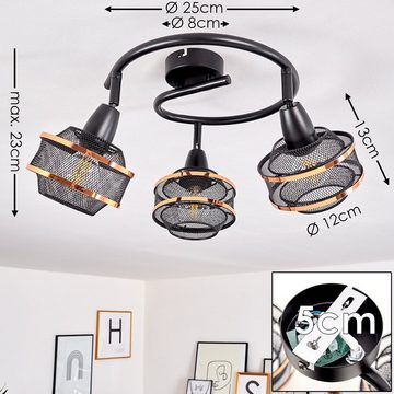 hofstein Deckenleuchte »Faiano« moderne Deckenlampe aus Metall in Schwarz/Kupfer, ohne Leuchtmittel, mit verstellbaren Strahlern, 3xE14, runder in Gitter-Optik