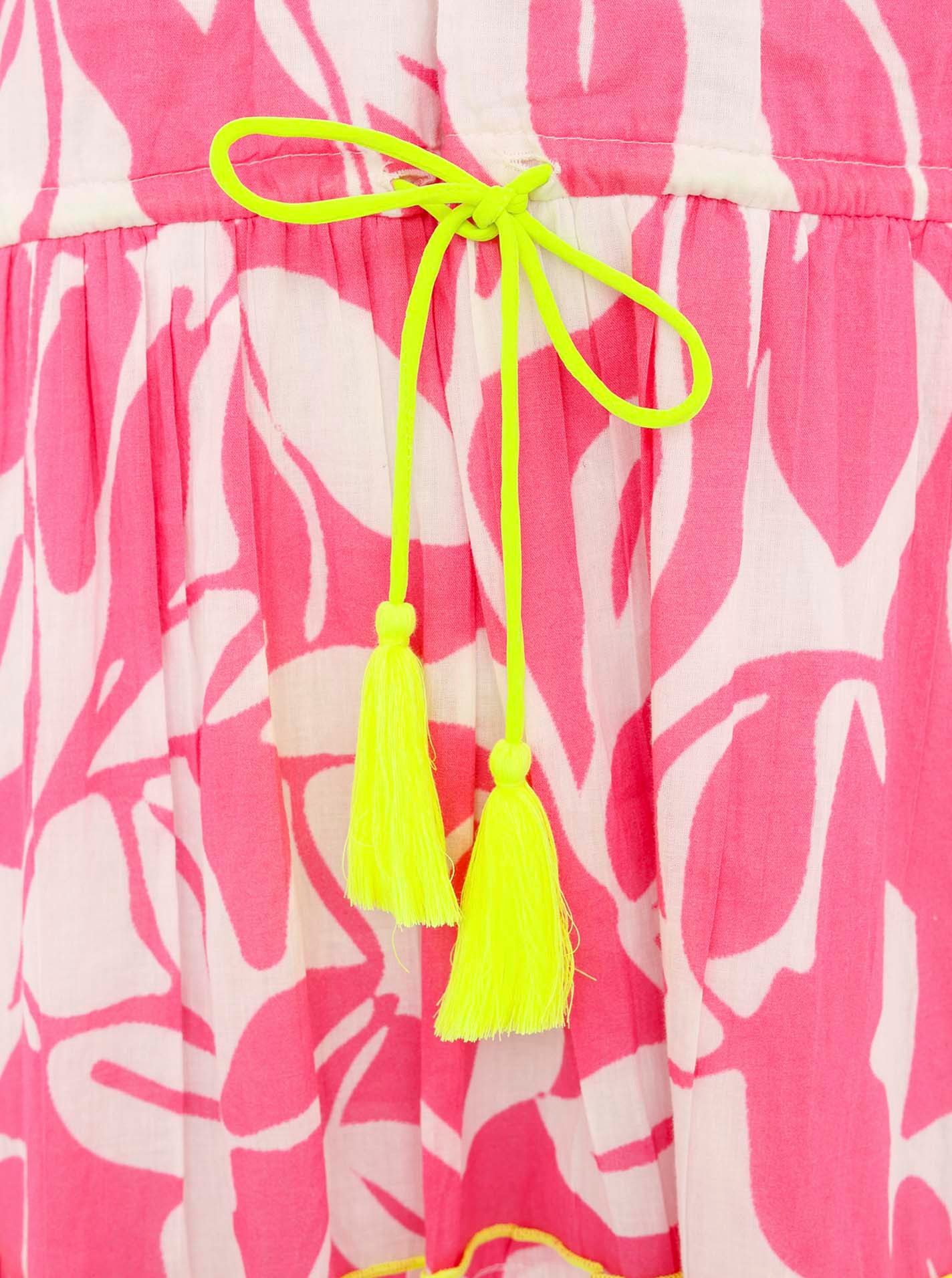 Zwillingsherz Sommerkleid "Blätter Zweifarbig" mit Tasseln und kontrastfarb günstig online kaufen