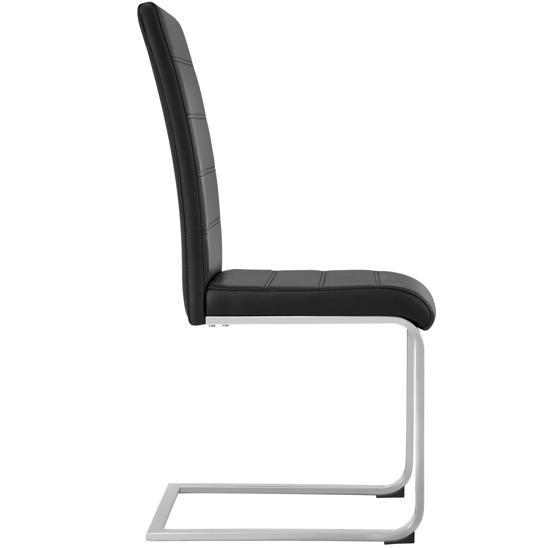 tectake Esszimmerstuhl Küchenstuhl gepolstert mit Kunstlederbezug, 41 x 52 x 99 cm (Schwingstuhl Bettina in schwarz, 2 St), hohe Rückenlehne, Stahlgestell, bodenschonende Kunststoffkappen