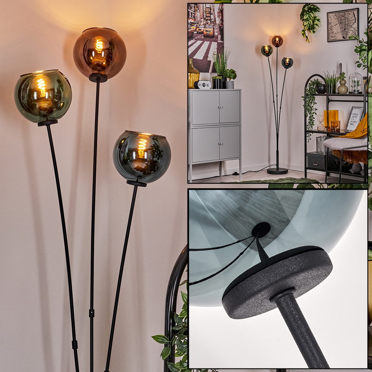 hofstein Stehlampe Stehlampe aus Metall/Glas in günstig online kaufen