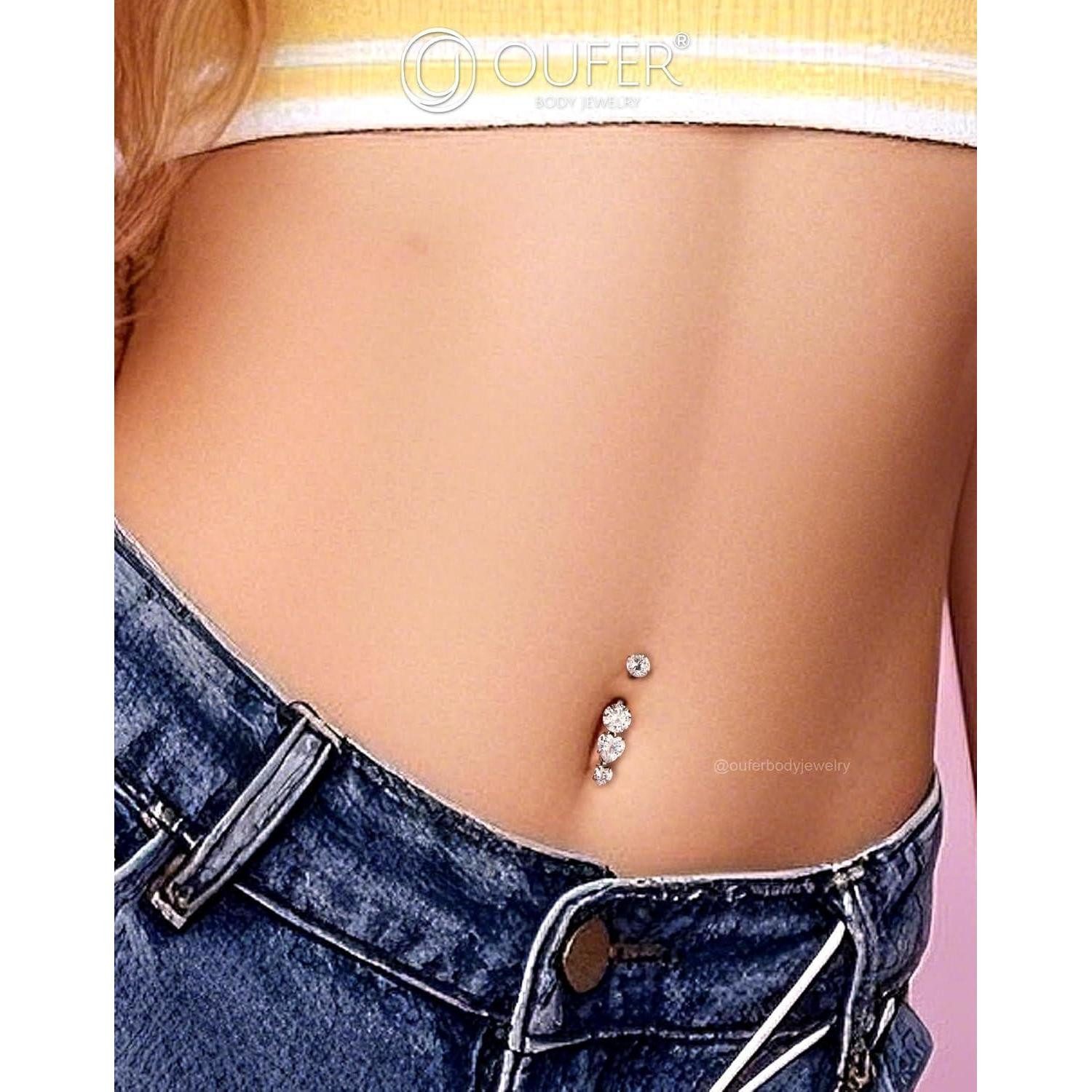 LuxusKollektion Bauchnabelpiercing Bauchnabelpiercing Titan G23 Herz Bauchnabelring 14G 12mm CZ