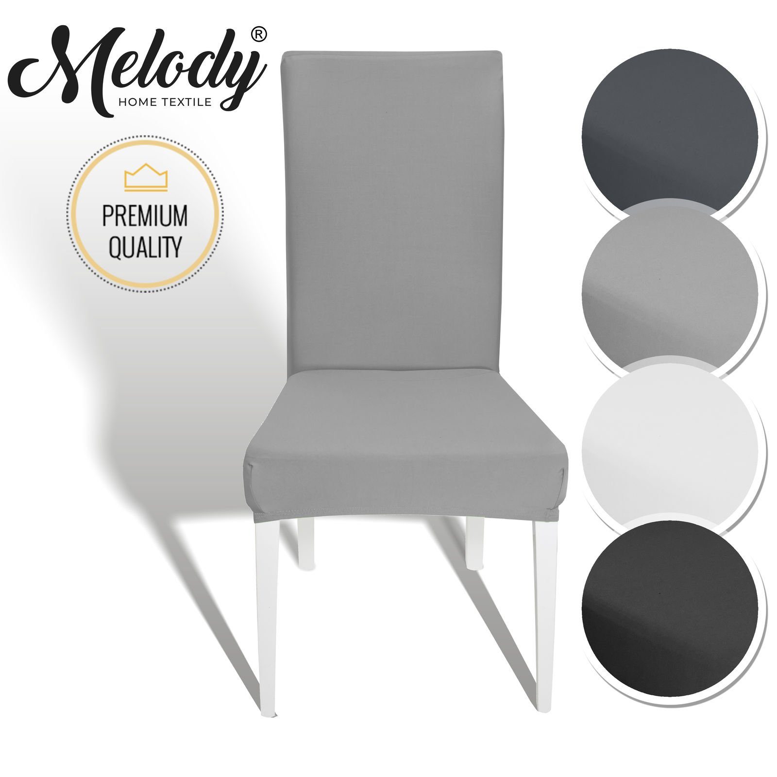 Melody Stuhlhusse Stretch Stuhlüberzug Stuhlbezug Stretchhusse Husse elastisch, Einfach zu reinigen, Bügelfrei, Robust, Dekorativ, Elastisches Materia