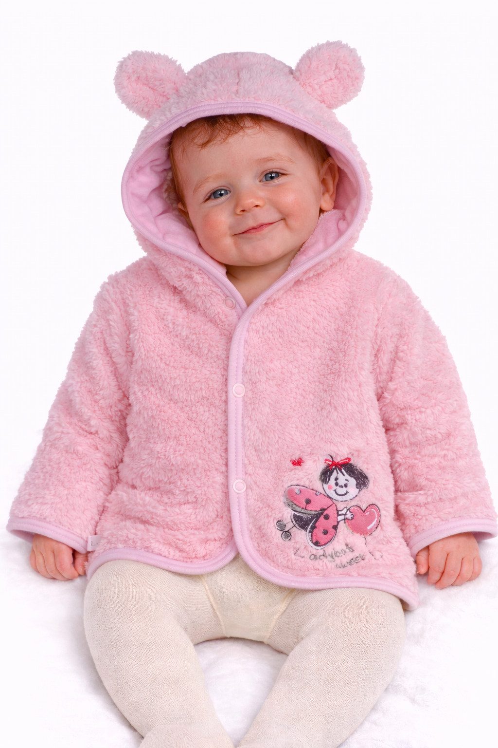 La Bortini Kapuzenfleecejacke Baby Jacke mit Kapuze aus Fleece und Baumwolle Erstlingsjacke (Erstlingsjacke) weich, unisex, 44 50 56 62 68 74 80