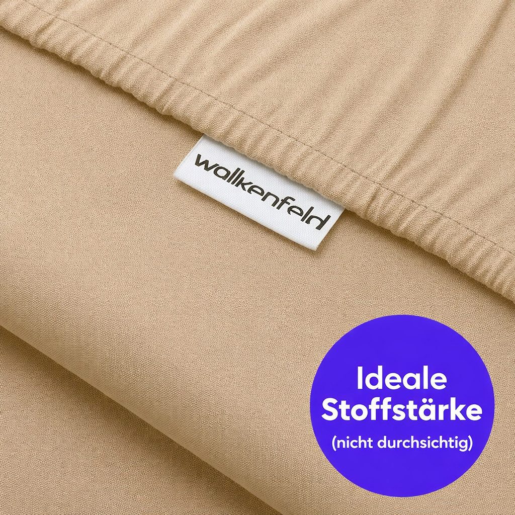 Wolkenfeld Spannbettlaken 100% Baumwolle - Superweiches Bettlaken für Matratzen von 5 bis 20cm, Jersey, Gummizug: rundum, (1 Stück), Rutschfest & Blickdicht - 90x200, 140x200, 160x200, 180x200 200x200