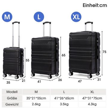 BlingBin Hartschalen-Trolley 3-teiliges Trolley-Kofferset Handgepäck, 4 Rollen, Koffer mit TSA-Schloss und Universalrad