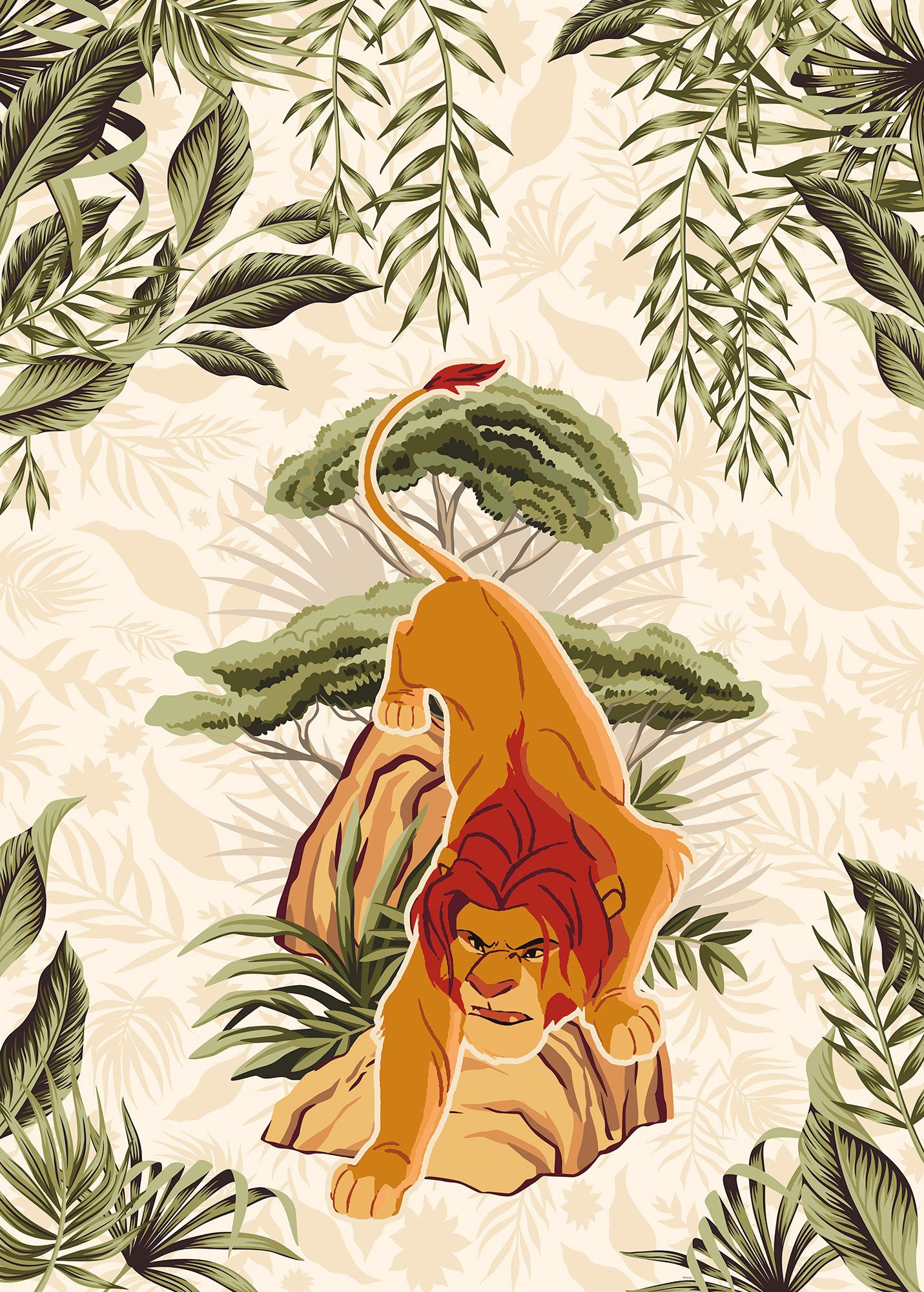 Komar Fototapete Vlies Fototapete - Lion King Long Live The King - Größe 200 x 280 cm, glatt, Comic, bedruckt, (4 St)