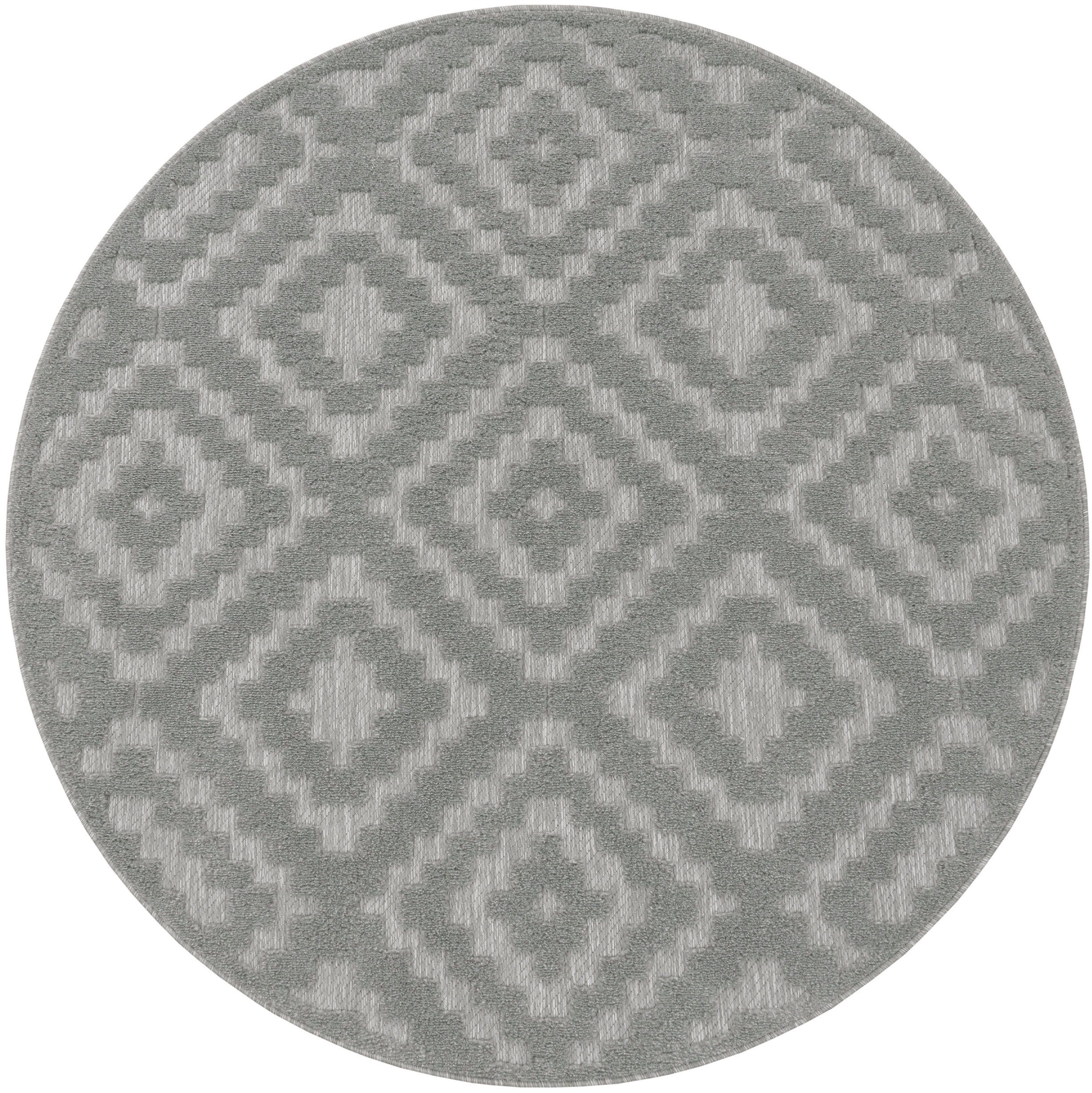 rund, 14 mm, Hoch-Tief grau Livorno Paco Höhe: Scandi, Effekt, 672, geeignet Outdoor Muster, Home, Uni-Farben, Teppich Rauten