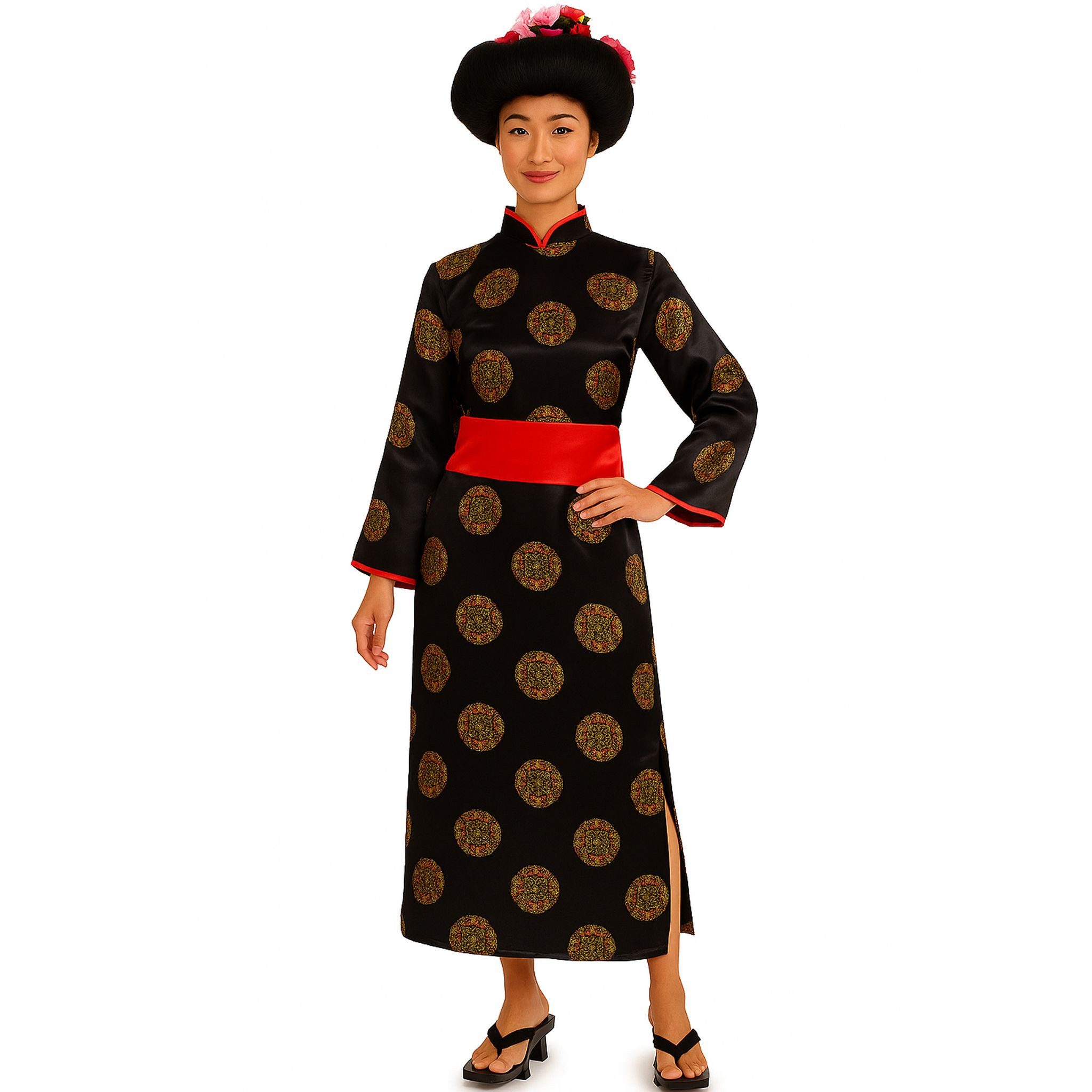 Lipta TDP Kostüm Kimono Kirschblüte Schwarz-Rot Damen