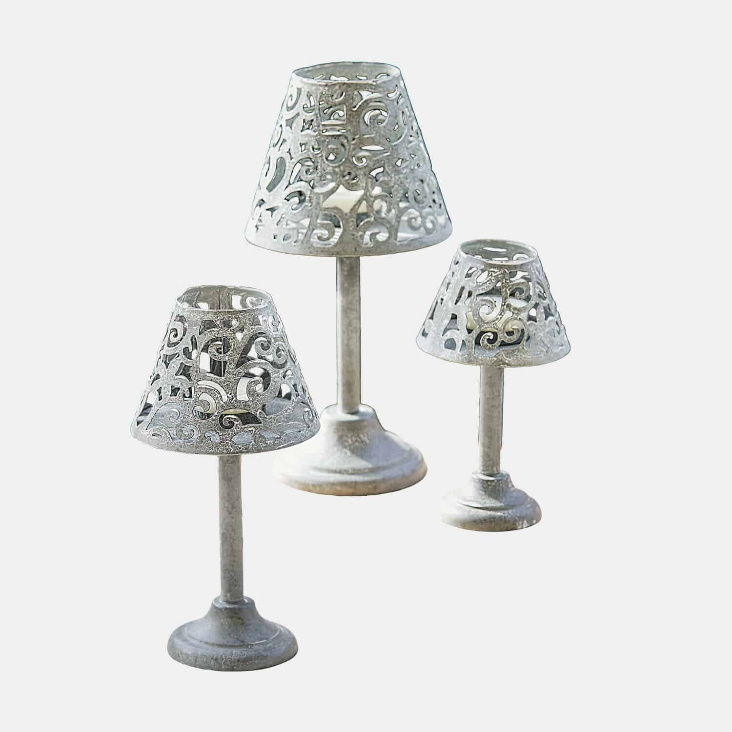 Mirabeau Kerzenständer Teelichthalter 3er Set Belori antikgrau, Sommer, Outdoor, Gartenausstattung, stilvolles Interieur, Aus Eisen