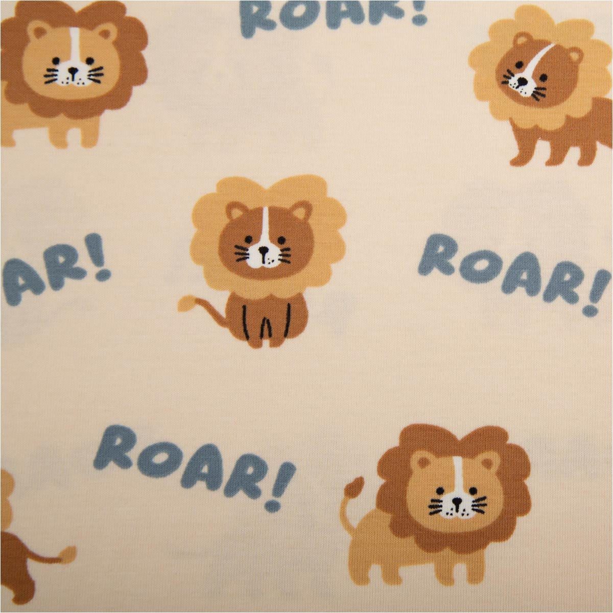 SCHÖNER LEBEN. Stoff Jersey Stoff Meterware Baumwolljersey Löwen ROAR! ecru 148cm beige, allergikergeeignet