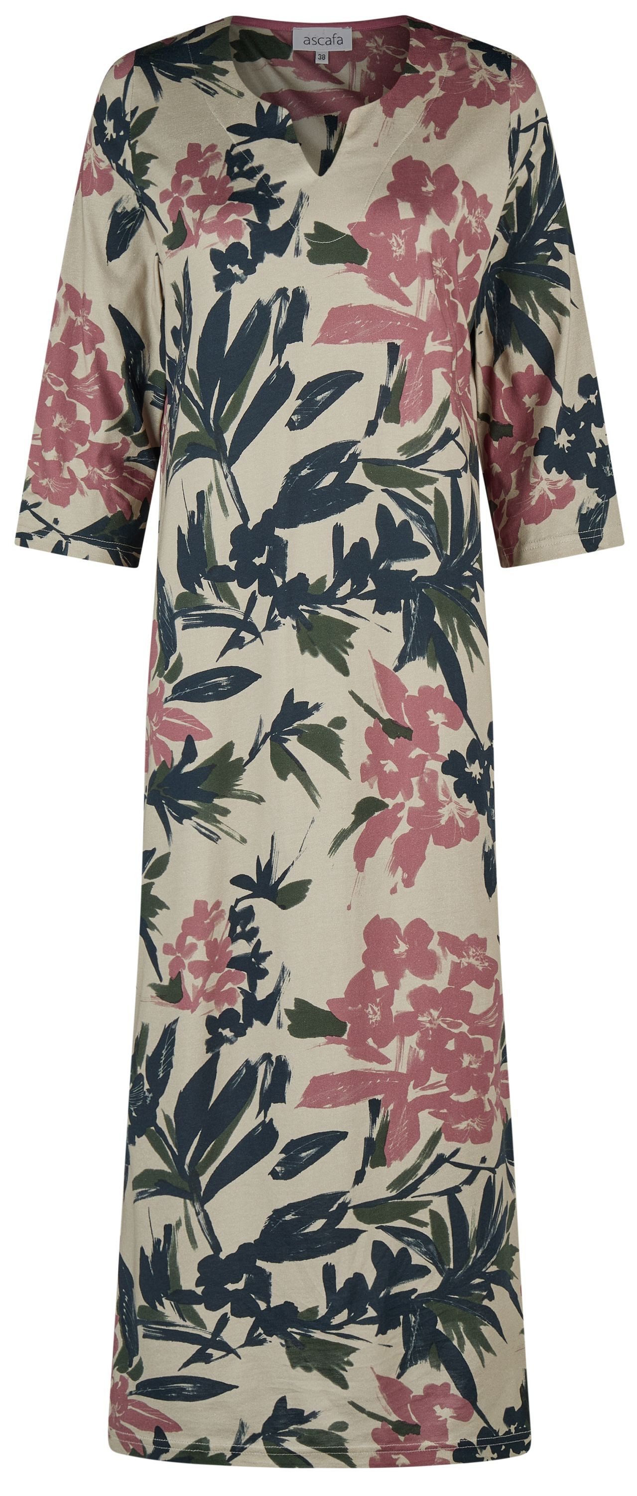 Ascafa Nachthemd Winter Blossom (Set, 1-tlg., 1-teilig) Damen Sleepshirt ca.125cm Baumwolle-Modal-Mix 3/4 Arm