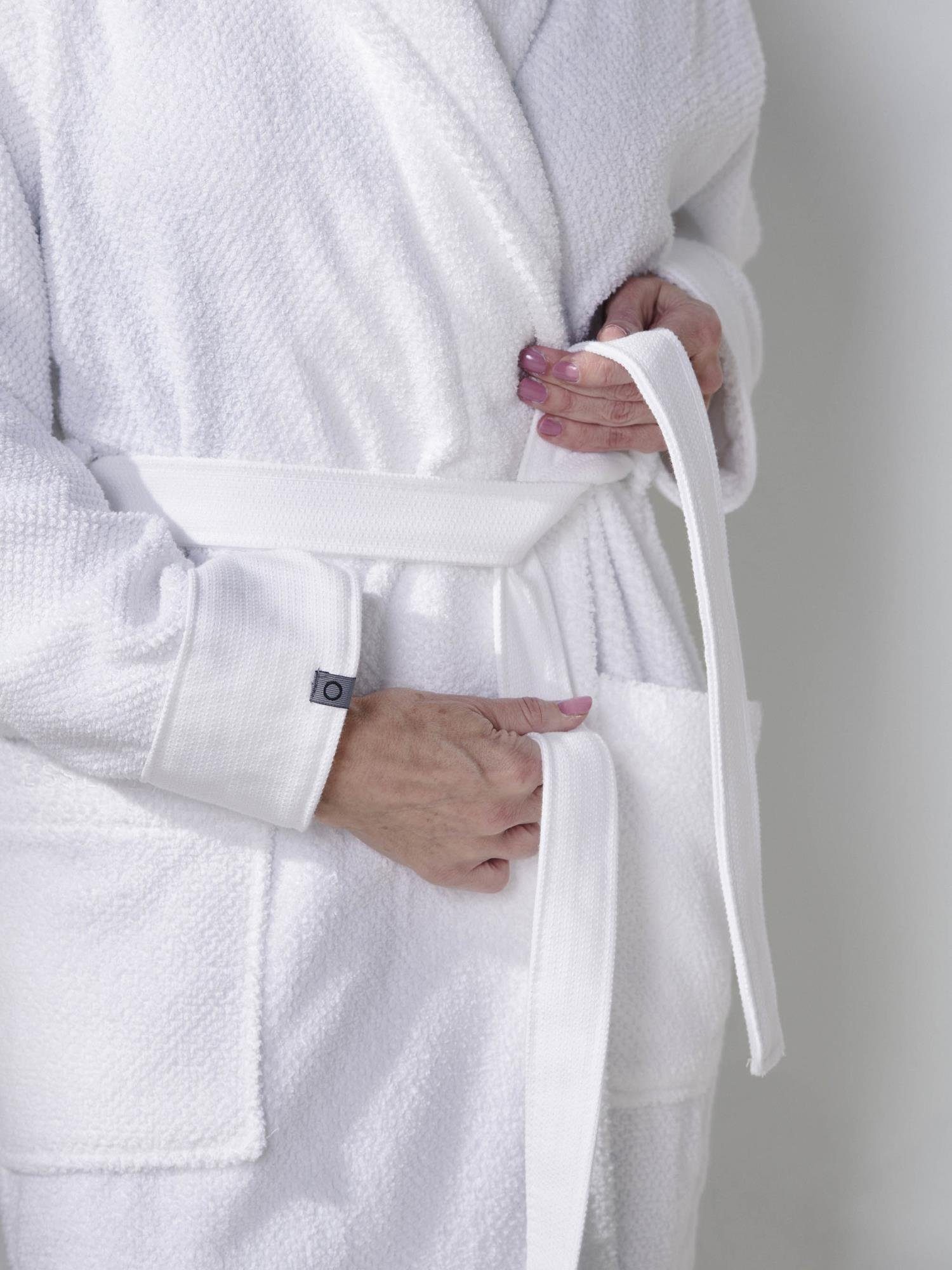 Essenza Damenbademantel Connect Organic Uni, Langform, Baumwolle, Schalkragen, Gürtel, aus biologischer Baumwolle