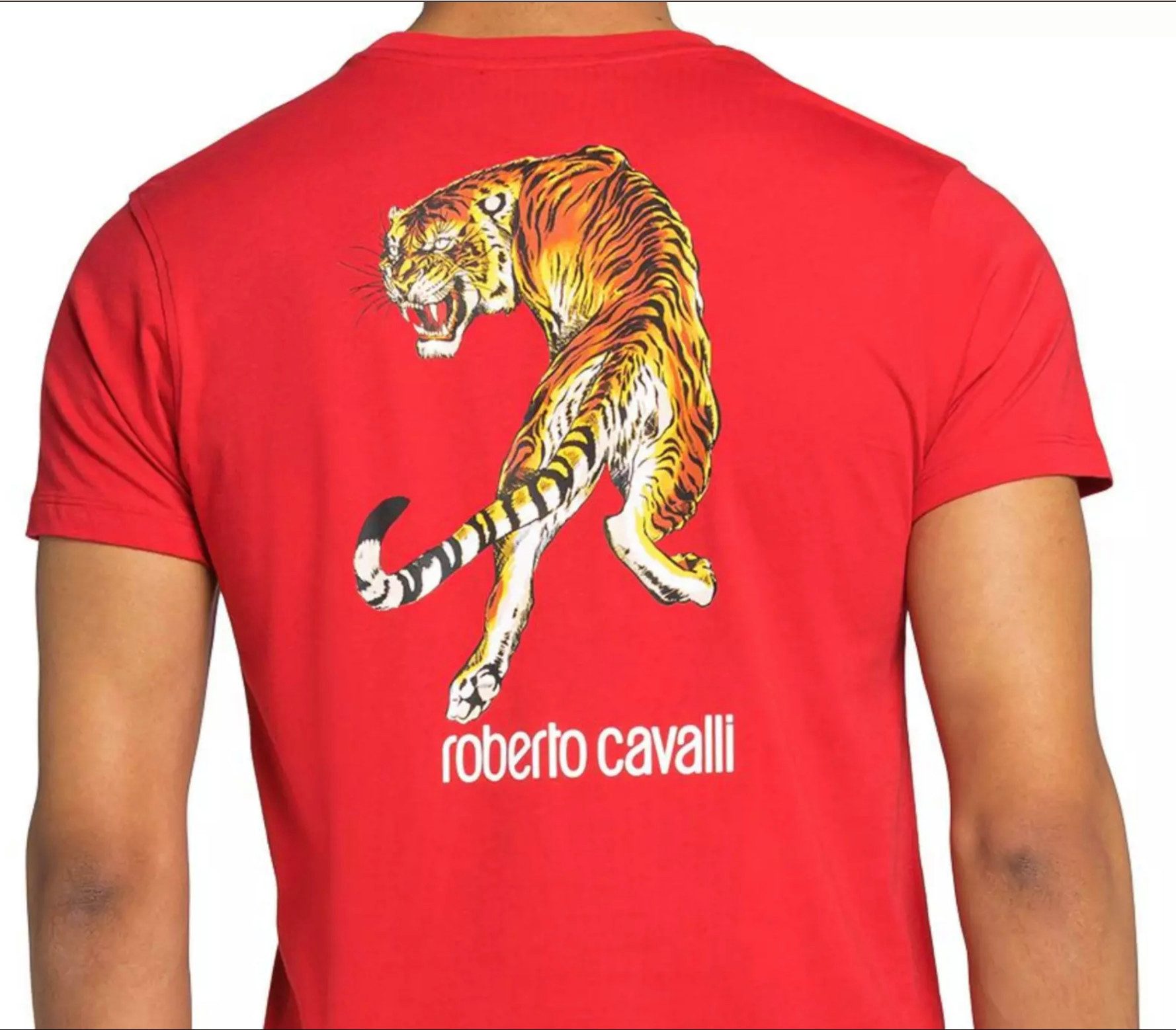 roberto cavalli T-Shirt Firenze Tiger Logo Print Slim Fit RC-Monogramm und Tiger-Print auf der Brust