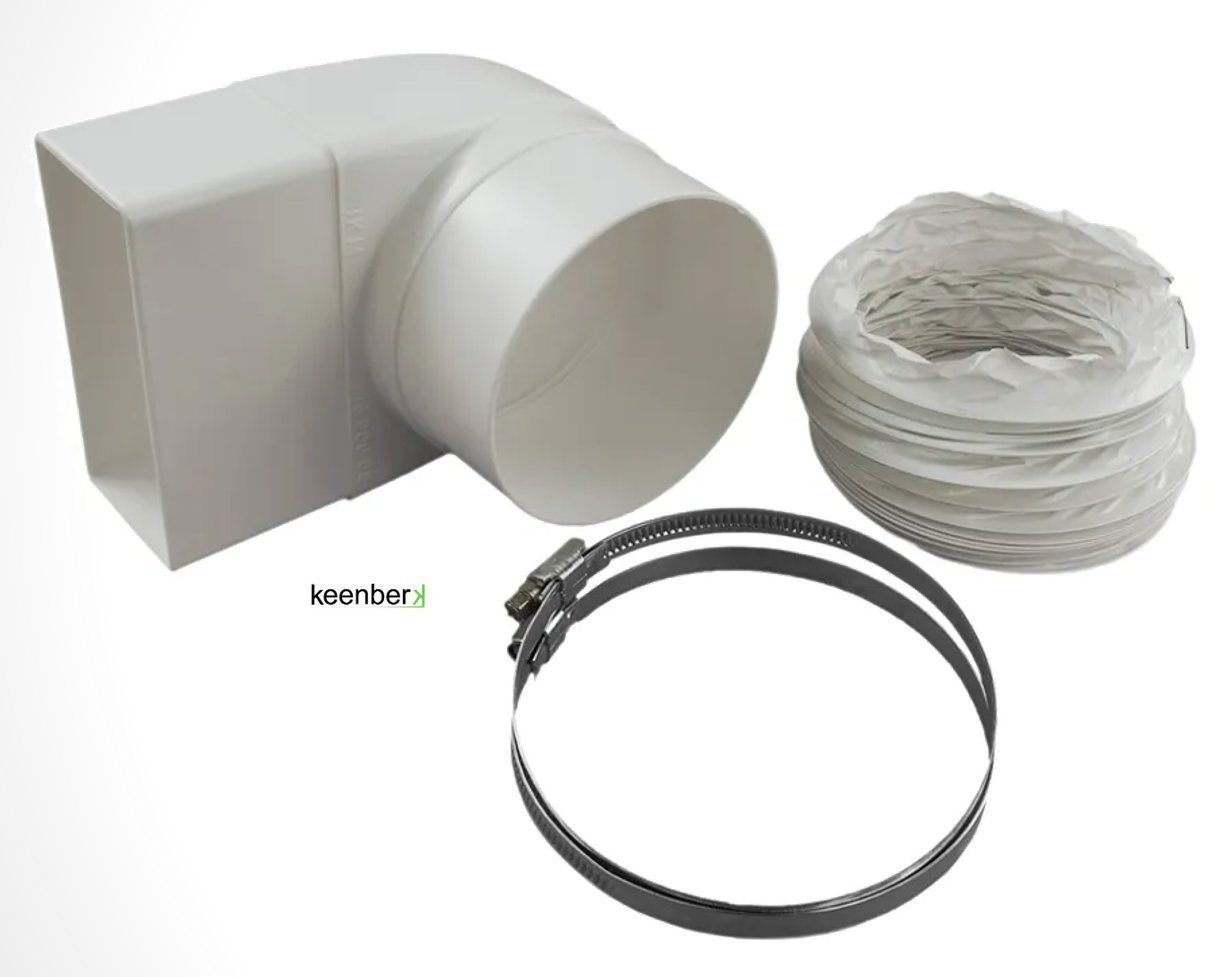 Quellmalz Abluft-Set 125er Umlenkstück Flexschlauch rund 50cm auf Flachkanal Vierkantrohr