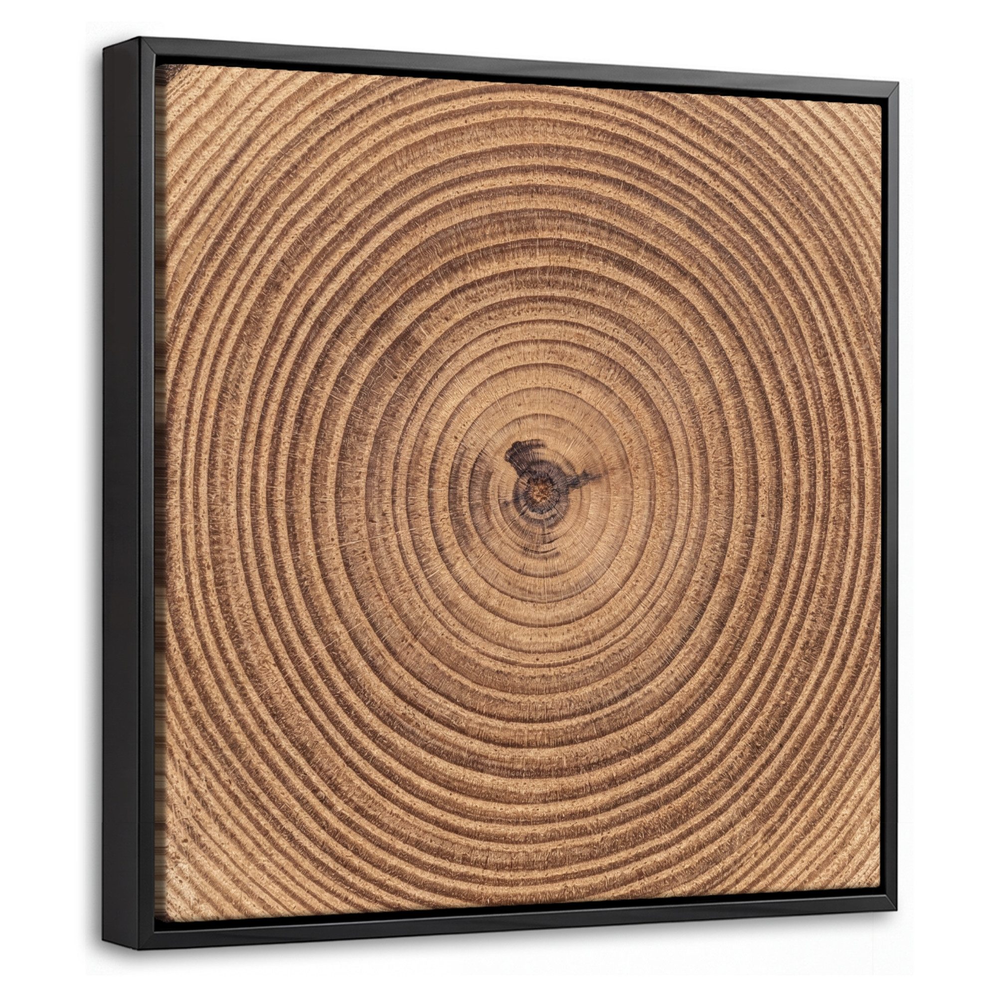OneMillionCanvasses® Leinwandbild mit Rahmen - Baumstamm - Holz - Braun, Fotodruck (1 St), Leinwand Bilder Klein, Wand Dekoration Aesthetic 20x20cm