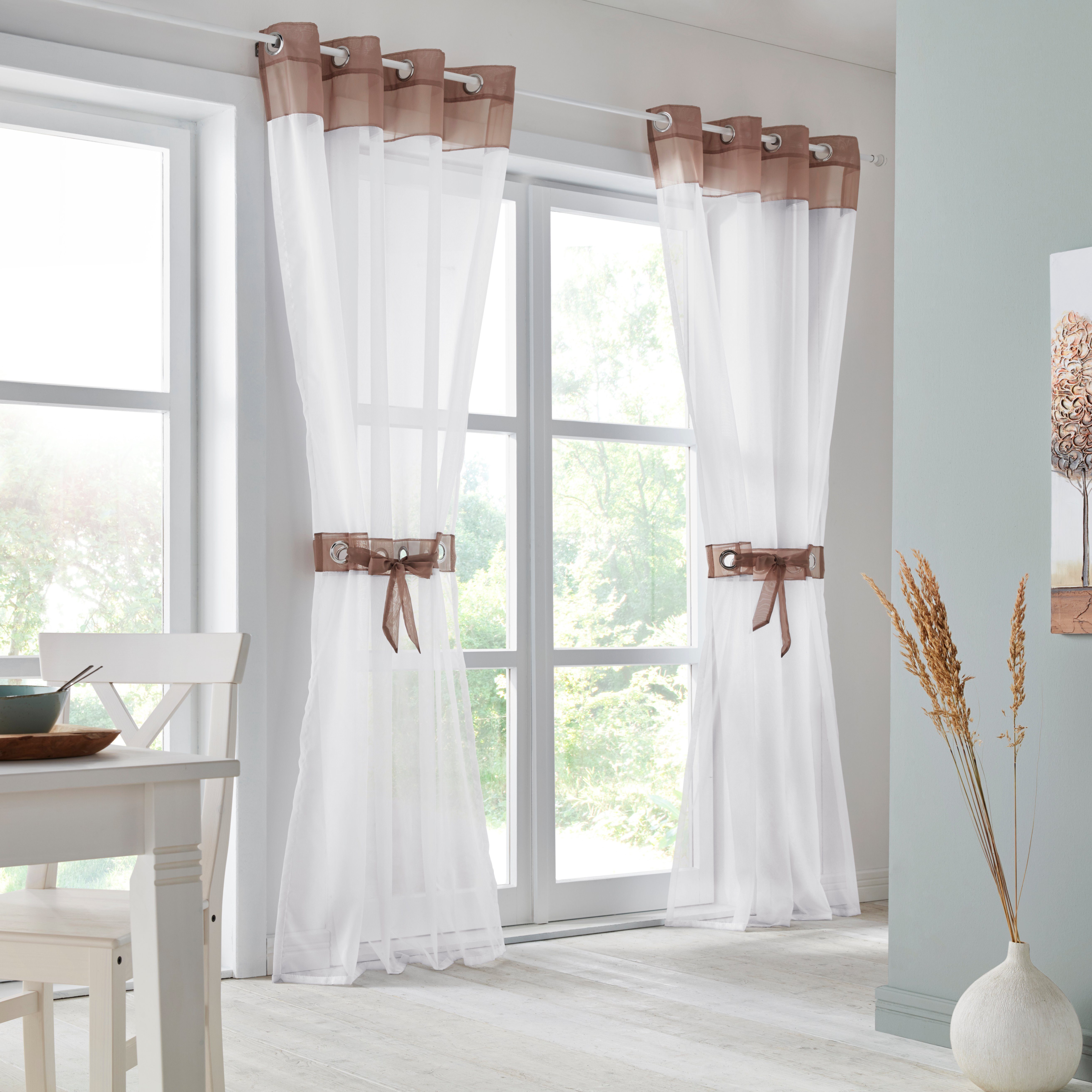 Gardine Villars, my 2 Vorhang, inkl. Fertiggardine, St), Voile, transparent, taupe home, Raffhalter, Ösen (2 transparent