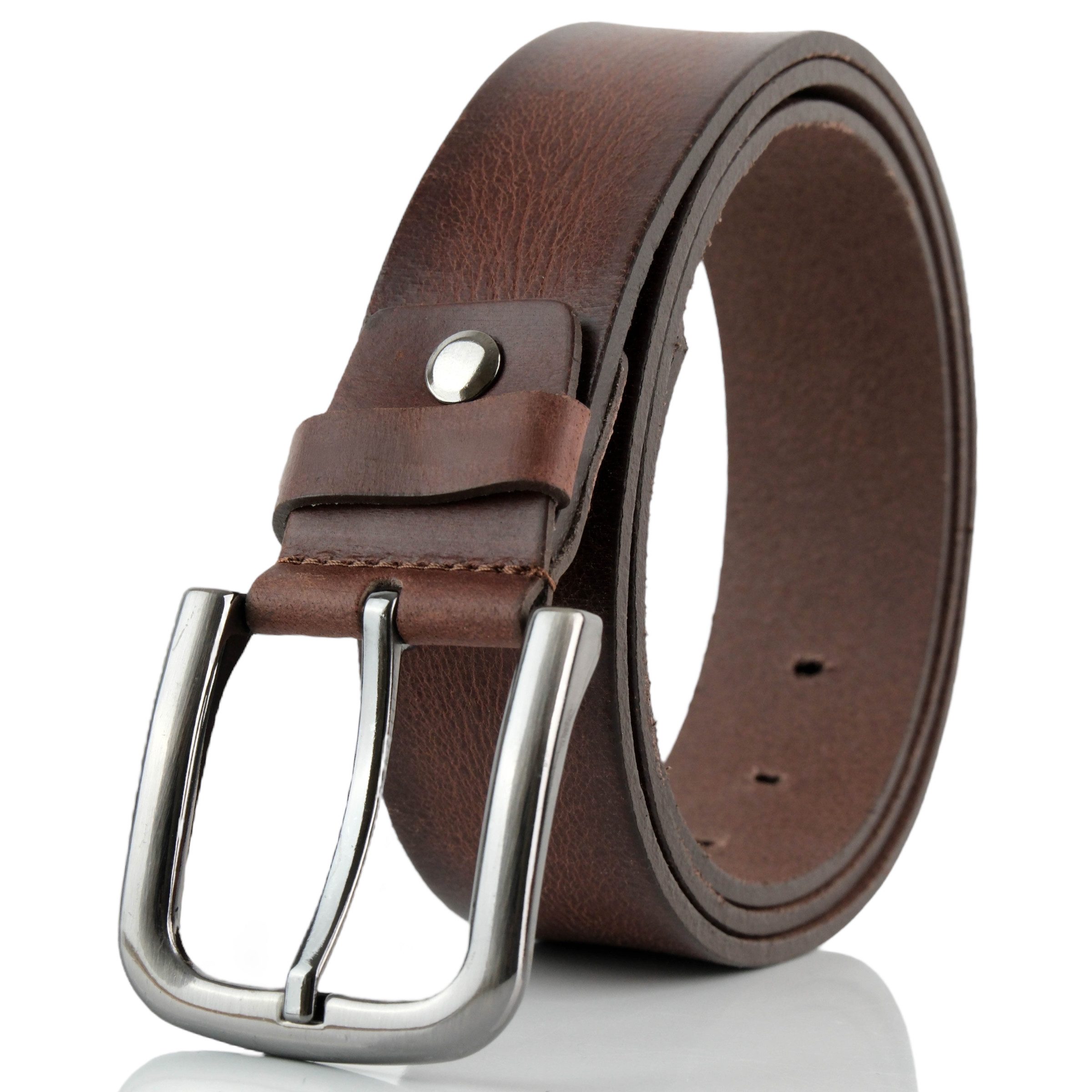 herémood Ledergürtel Gürtel Herren 4 cm breit Ledergürtel Jeans Premium Weihnachtsgeschenke (100 % Echtleder Gürtel handgefertigt, hochwertig verarbeitet, kürzbar, 1-St., Braun 135 cm – 4 cm breit – echtes, robustes Büffelleder, langlebig) Brauner Gürtel Herren – robust & edel, ideales Herrengeschenk