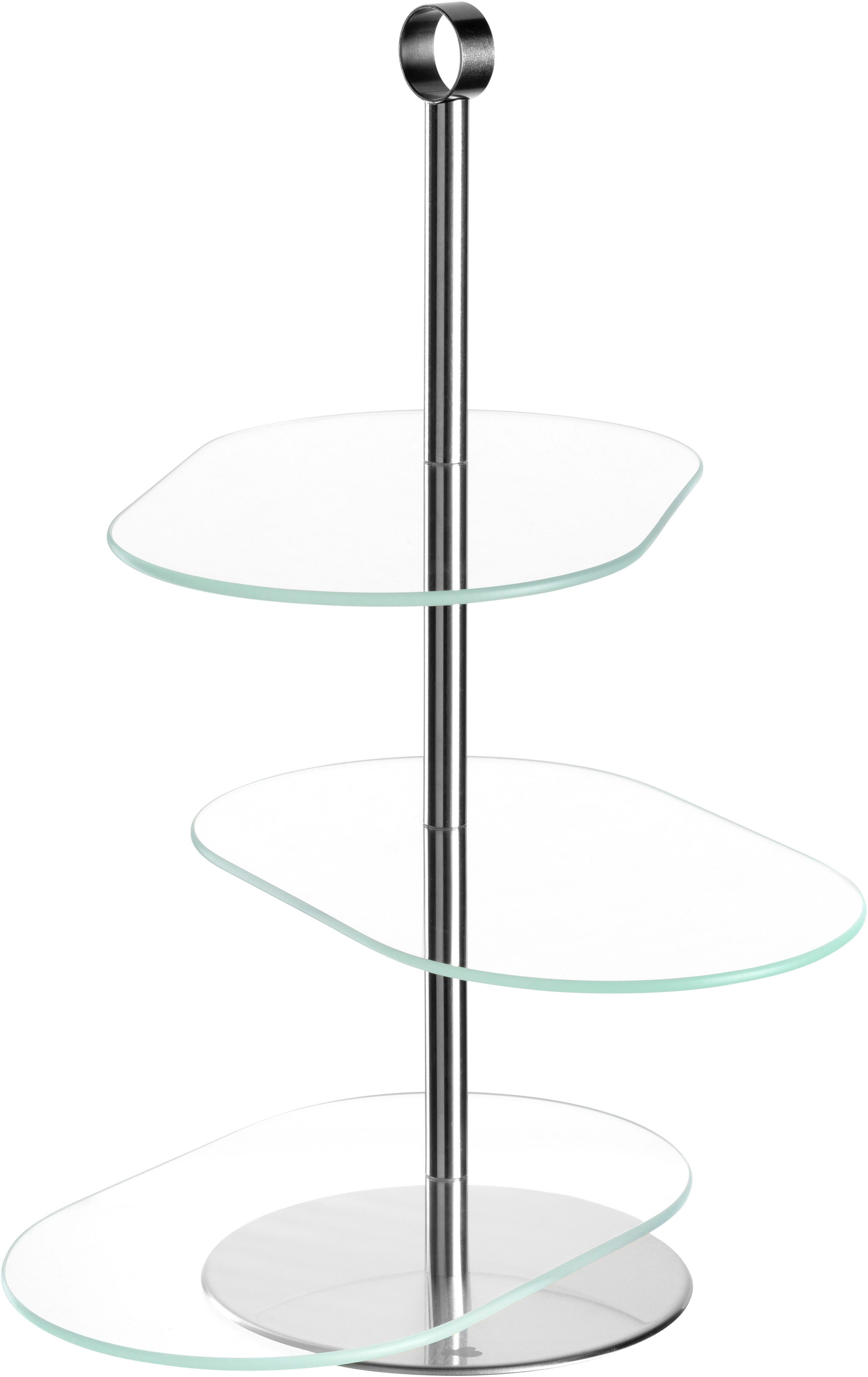 LEONARDO Etagere CENA, 3 stufig - Höhe 39 cm, asymetrisch, Glas, Metall, Servieretagere mehrstöckig, zum Servieren und Präsentieren