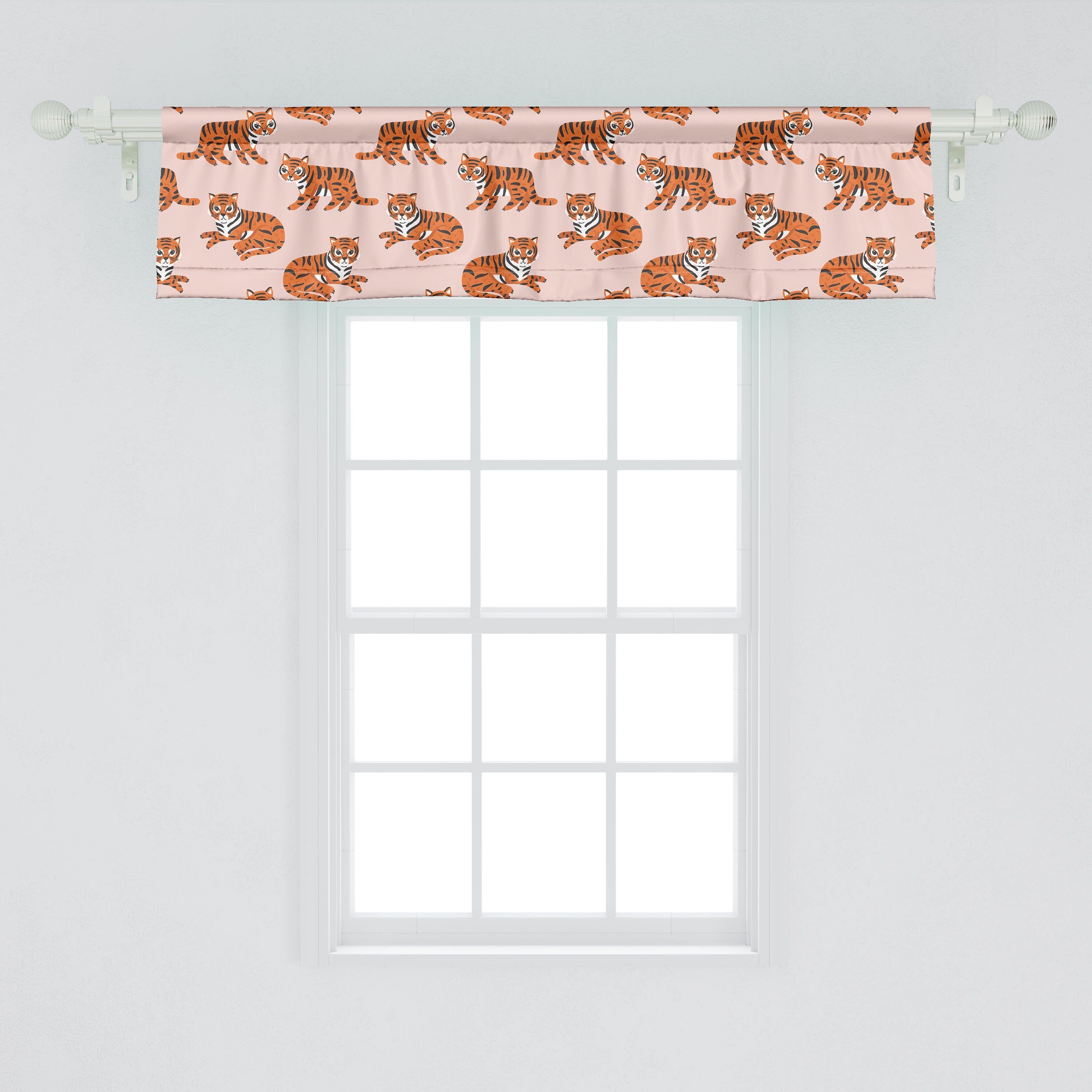 Scheibengardine für Vorhang Stangentasche, Tiger-Muster Microfaser, mit Küche Abakuhaus, Spaß Childish Volant Safari Schlafzimmer Dekor