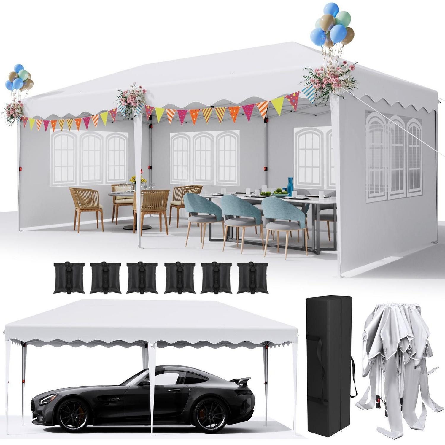 LuxusKollektion Faltpavillon Pavillon 3x6 Weiß Wasserdicht UV50+ Stabil