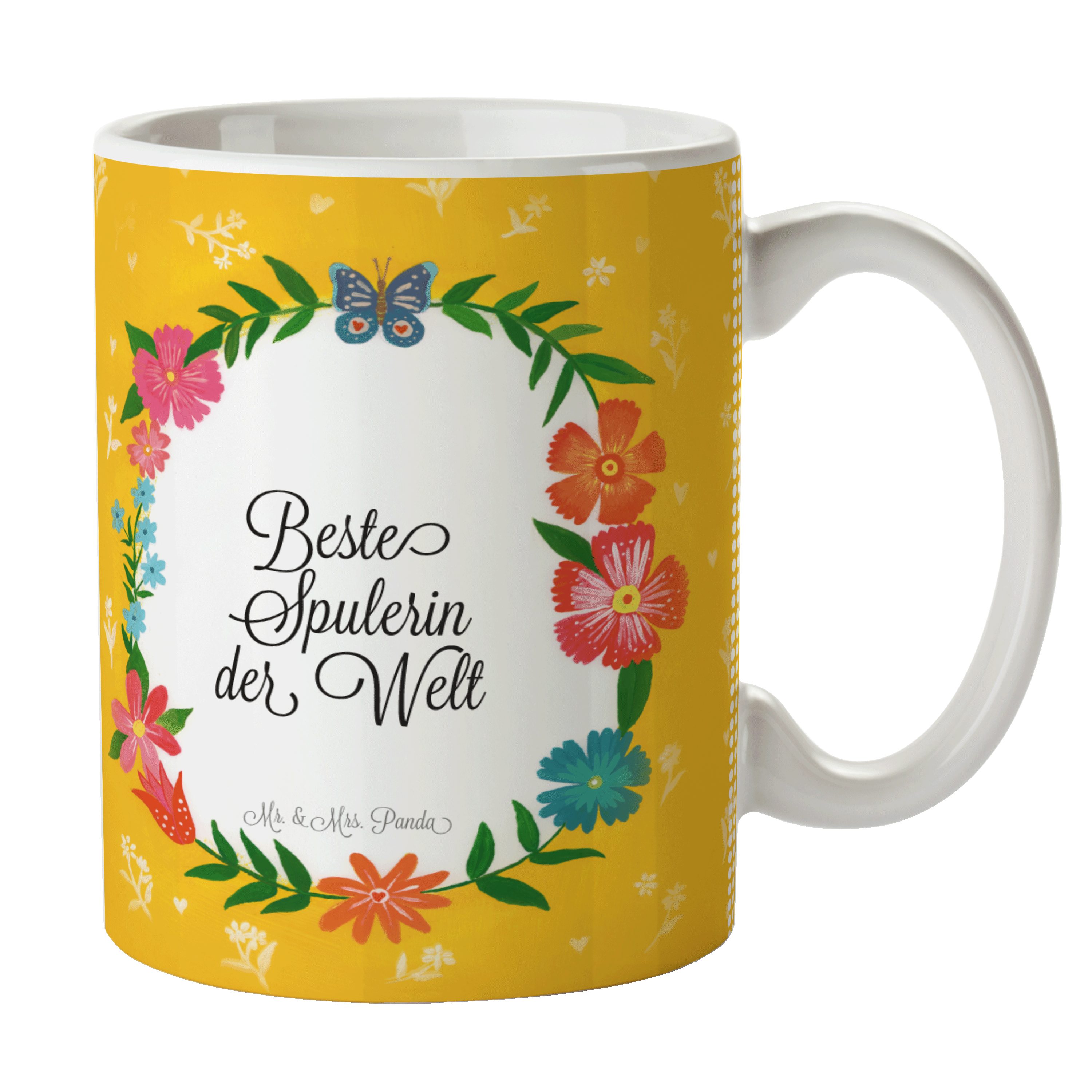 Panda Tasse Keramik Mr. Geschenk, & Sprüche, Spulerin Mrs. Berufsschule, Tasse Abschied, Abschluss, -